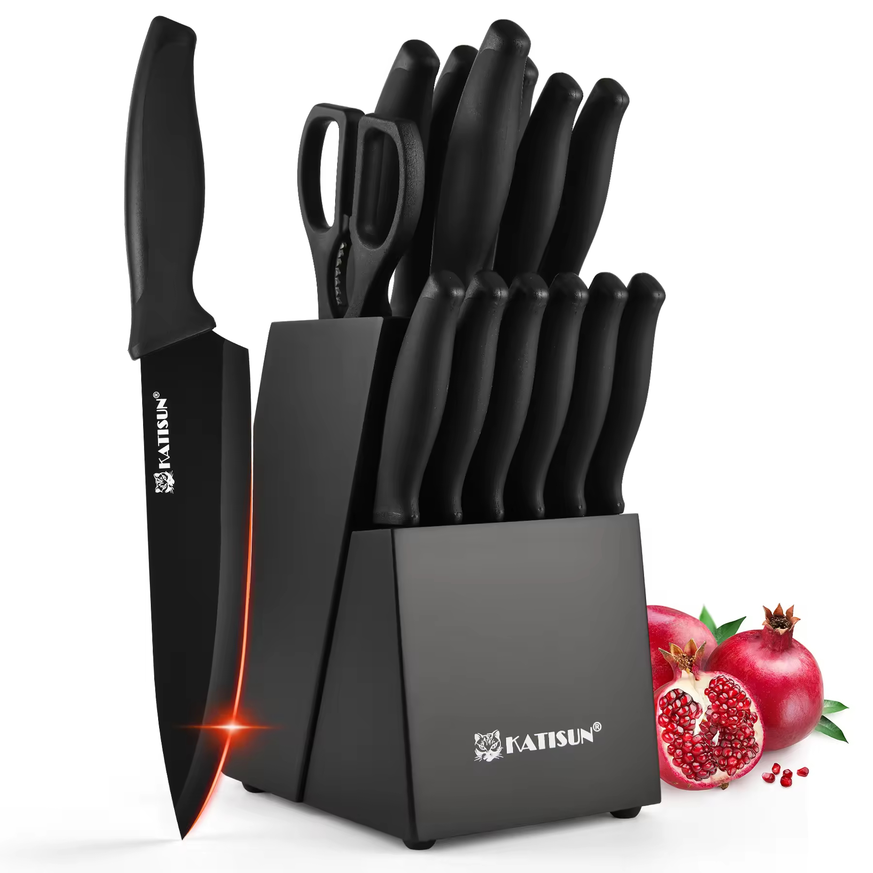 Ensemble couteaux cuisine 15 pièces, affûteur intégré