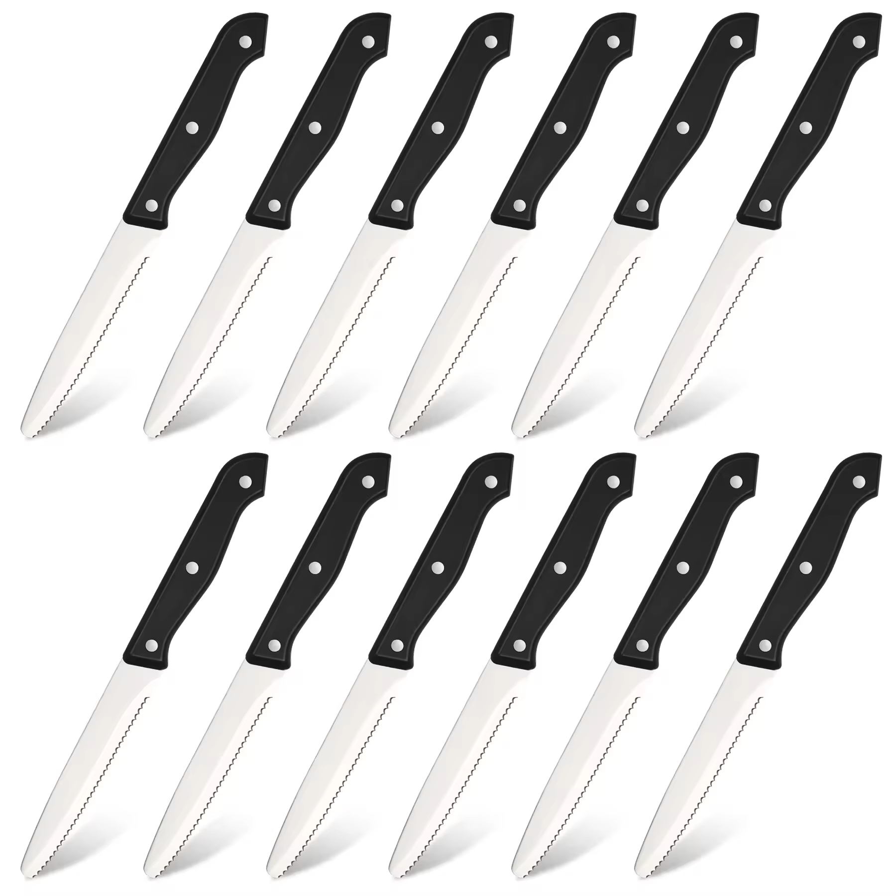 Set 12 couteaux cuisine acier carbone manches ABS