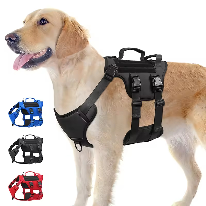 Harnais tactique réfléchissant sans traction pour gros chiens