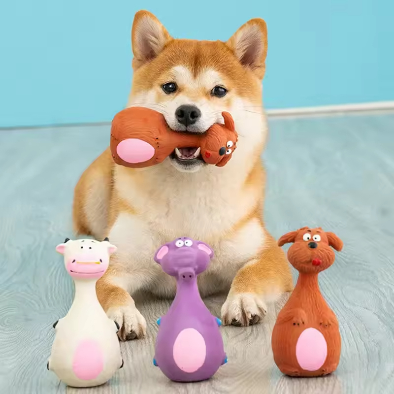 4 jouets latex pour chien avec son, santé dentaire