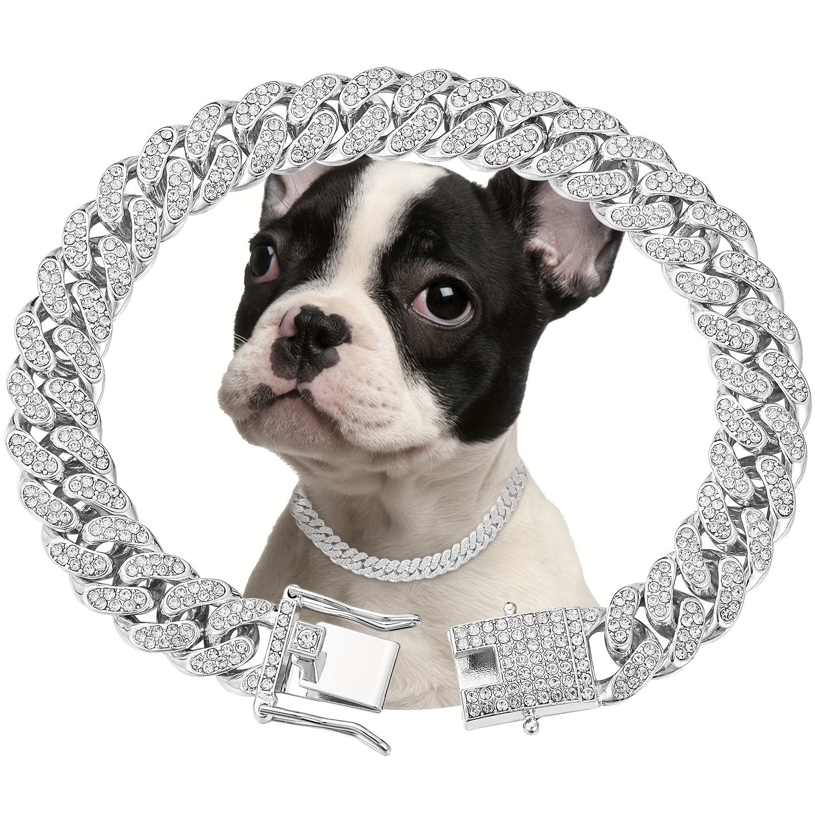 Collier sécurité animal diamant brillant métal