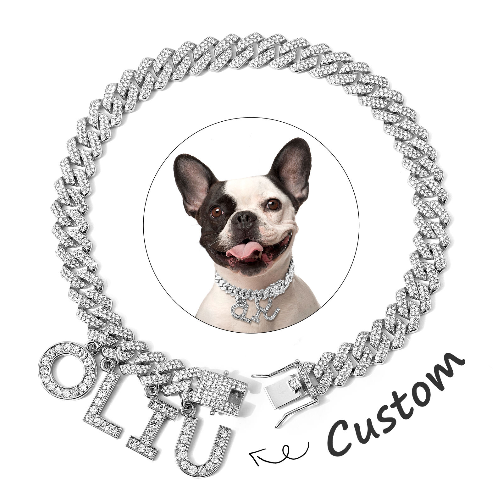 Collier chien luxe alliage bois promenade