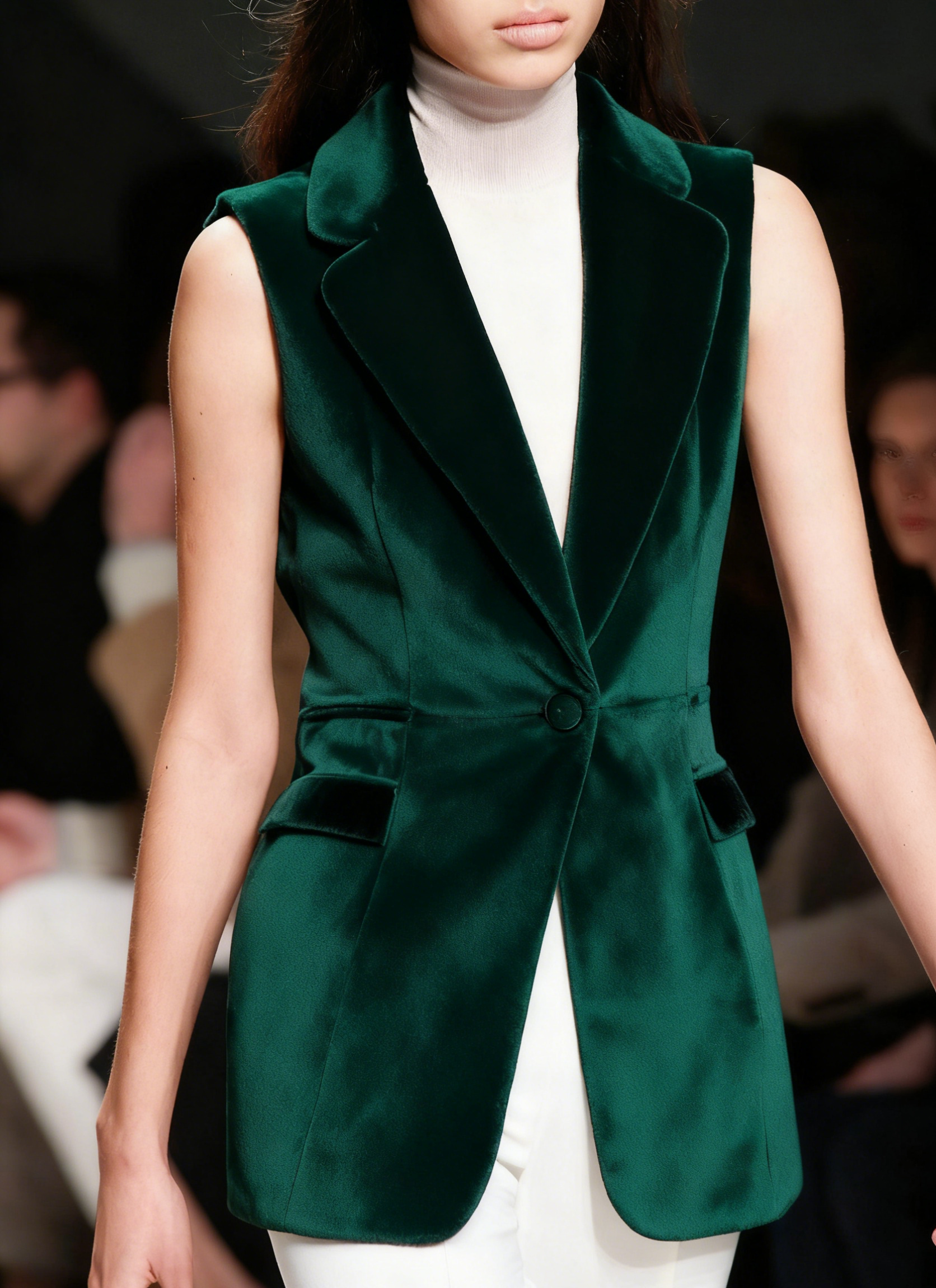Gilet sans manches velours slim col classique