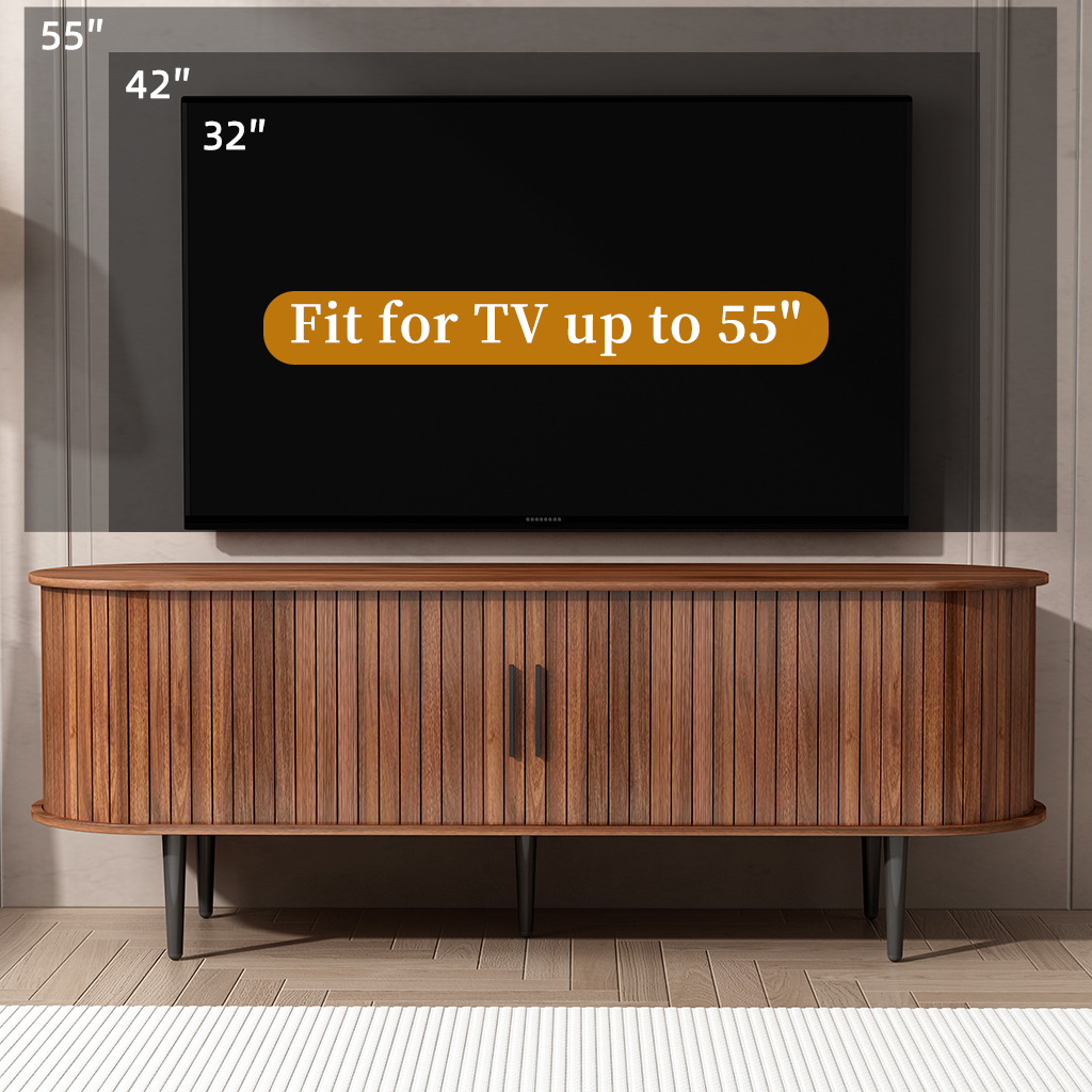 Meuble TV 55po noyer portes coulissantes