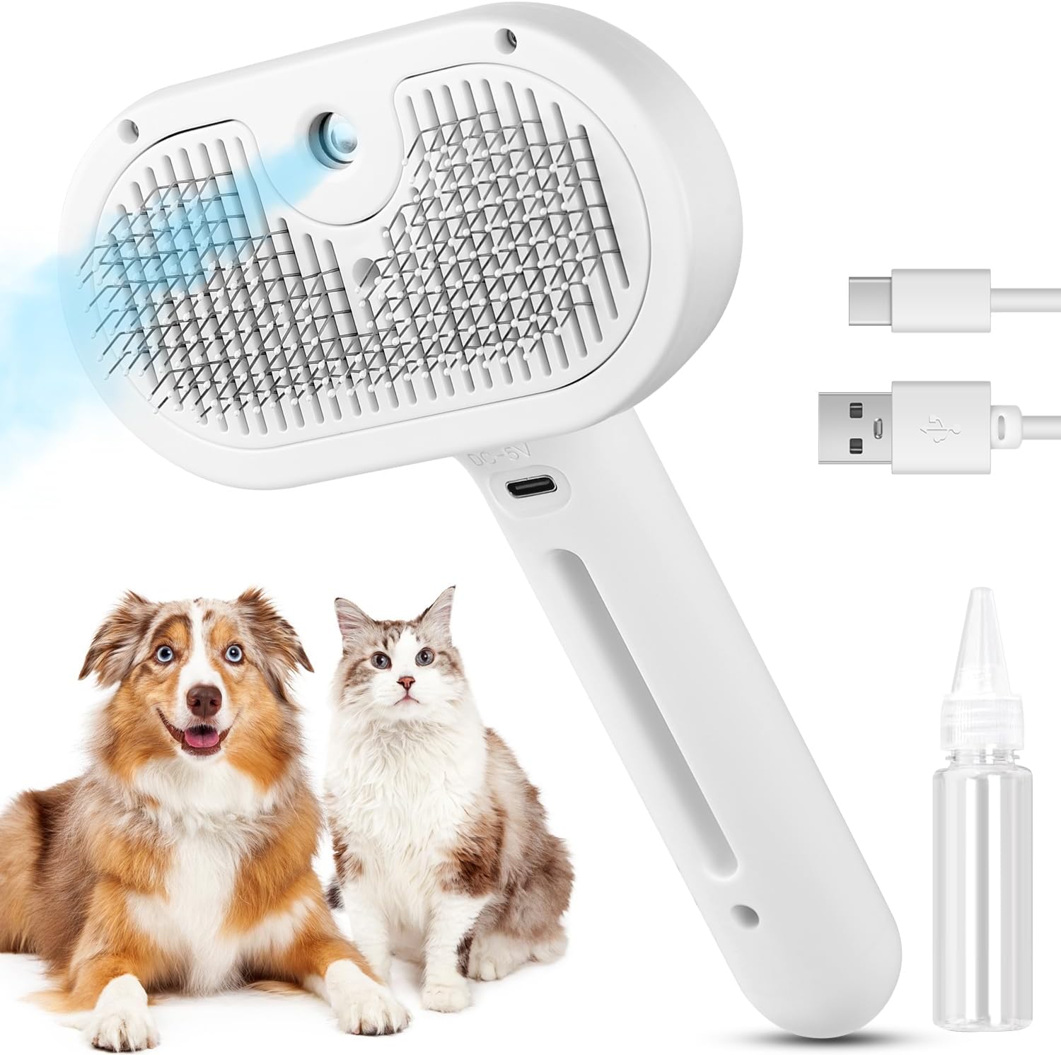 Brosse vapeur chat 3-en-1 spray démêlage poil court/long