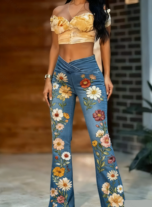 Jeans ajustés évasés décontractés