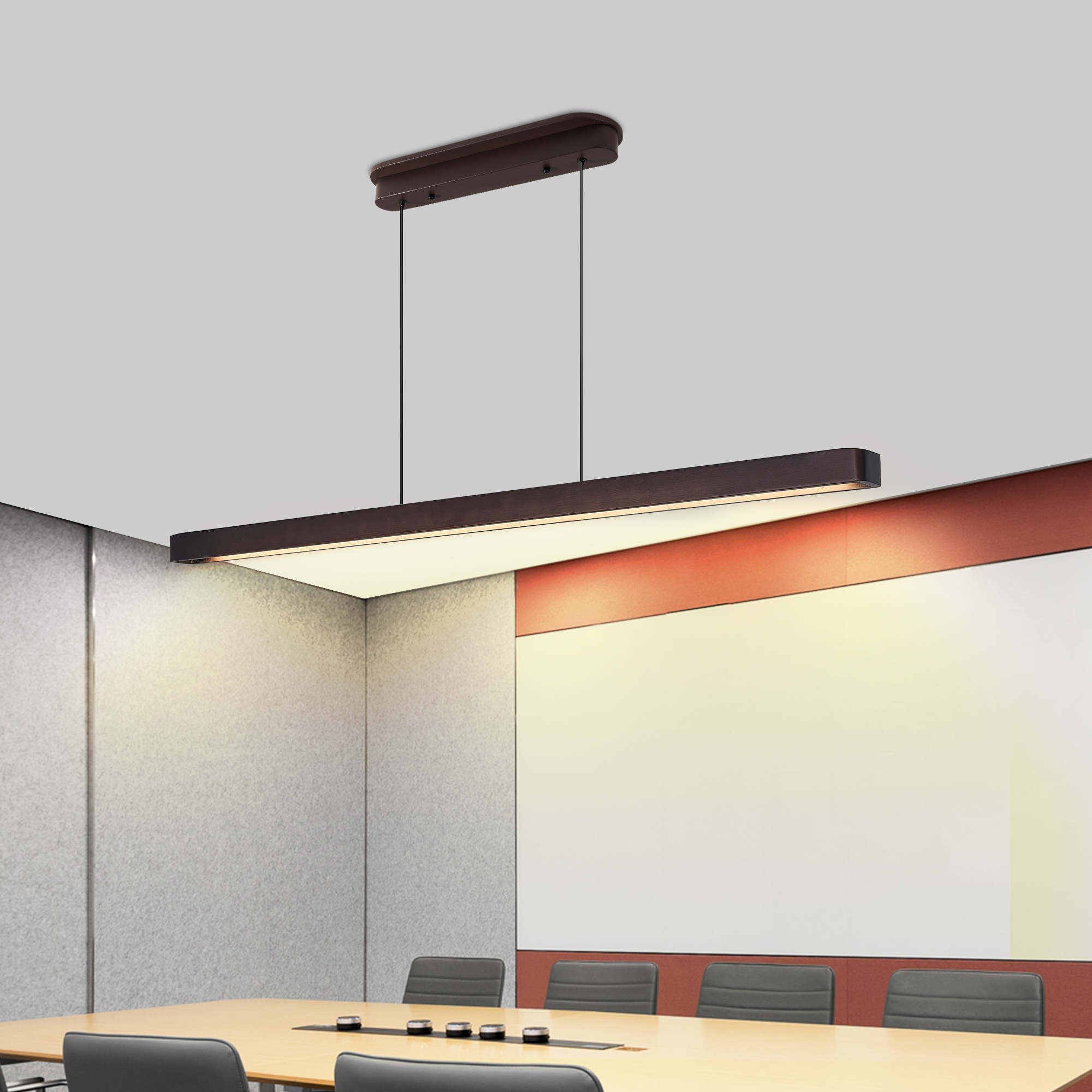 Luminaire suspendu noyer 51 po LED salle à manger