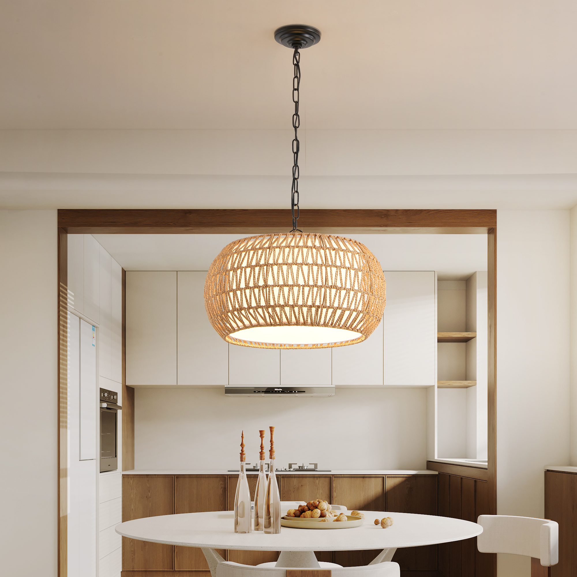 Luminaire pendant ferme 18po ajustable corde jute boho