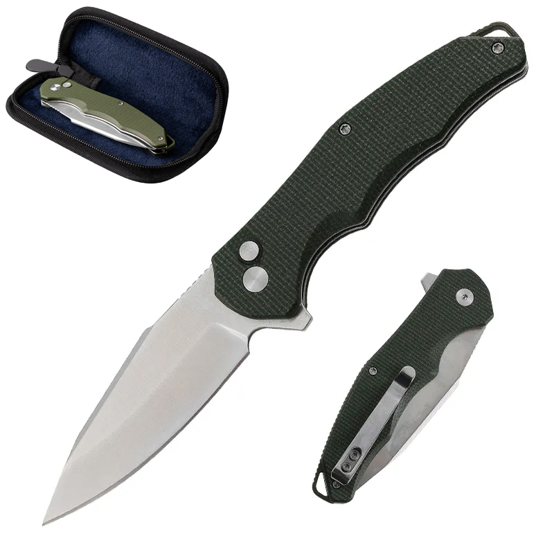 Couteau pliant vert OD manche G10 lame 14C28N