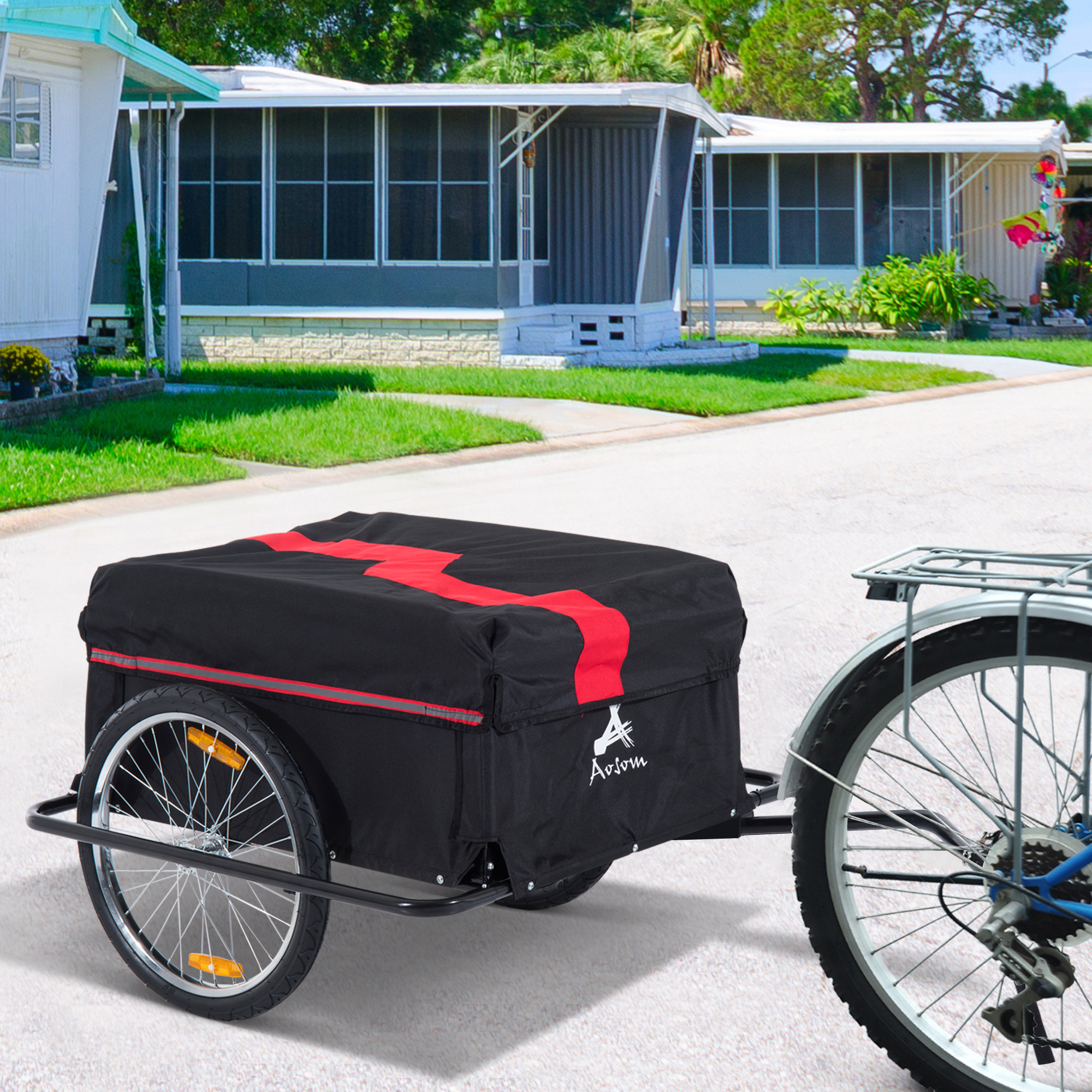 Remorque cargo vélo 2 roues 20 po, housse amovible, rouge