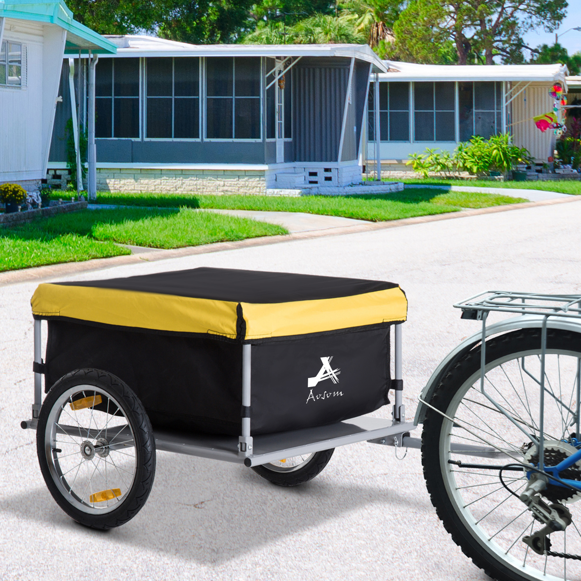 Remorque cargo vélo 2 roues jaune 20-26po