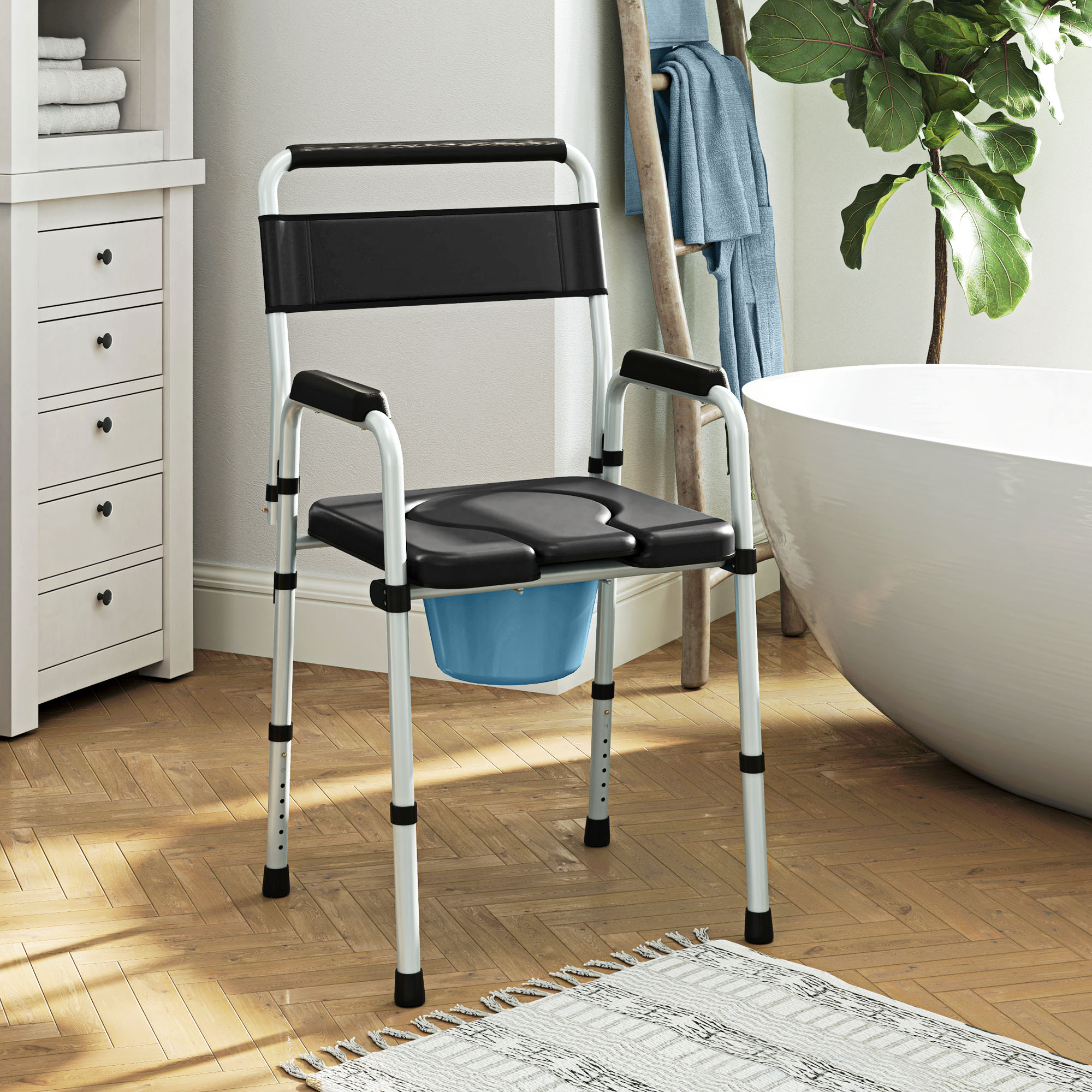 Chaise toilette seniors ajustable 331 lb bras accoudoirs