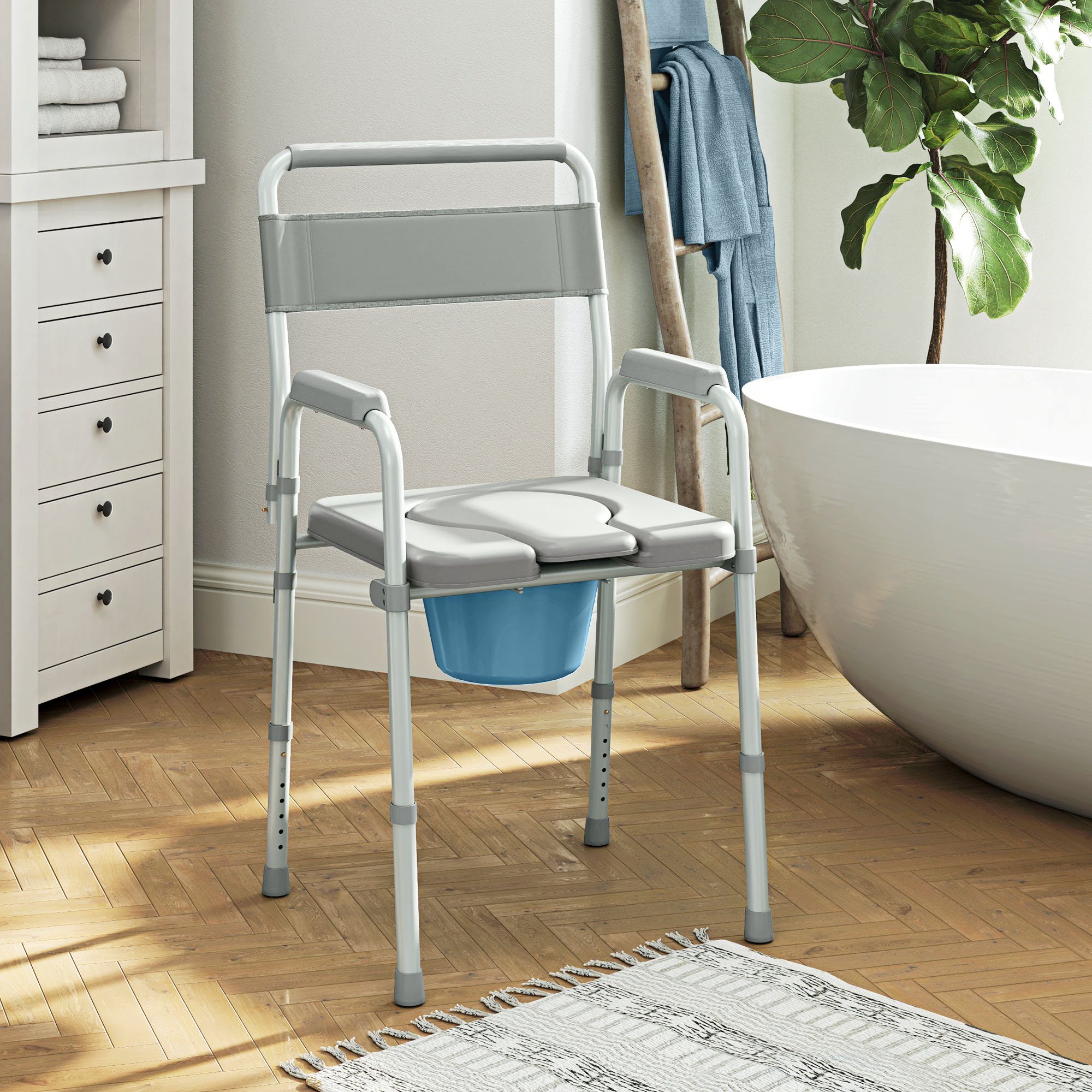 Chaise toilette surélevée seniors gris 331 lb