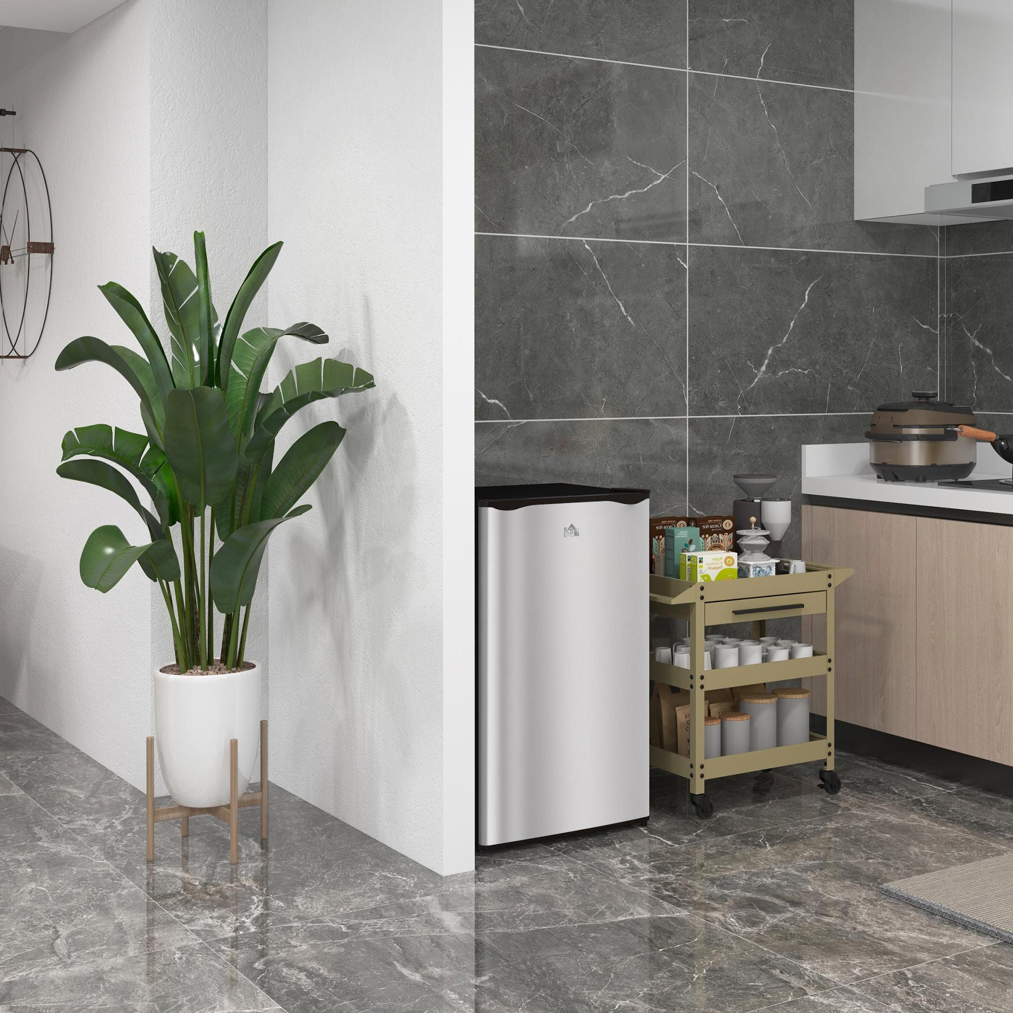 Mini-frigo 3,2 pi³ congélateur argent réversible