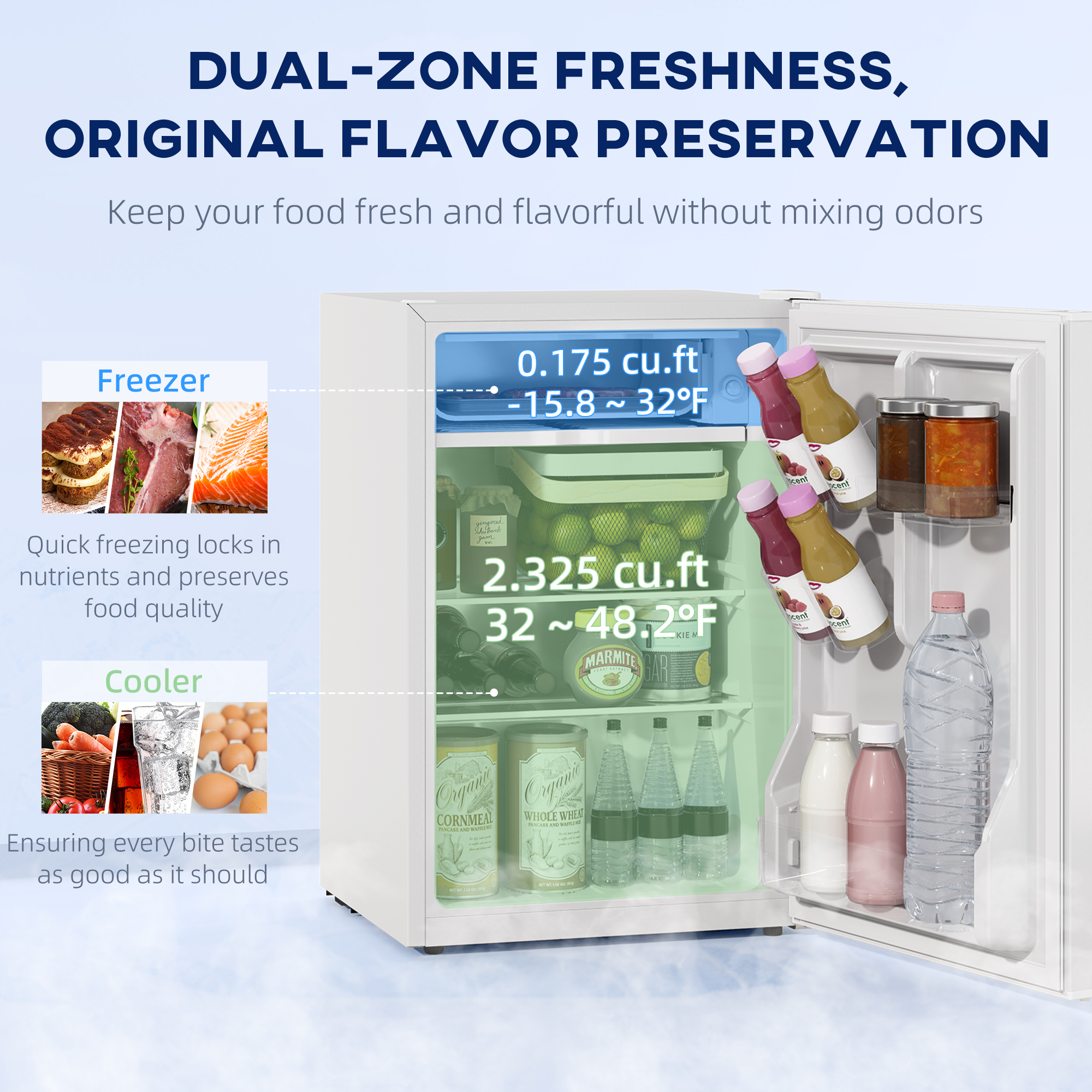 Mini frigo 2,5 pi cu blanc, porte réversible