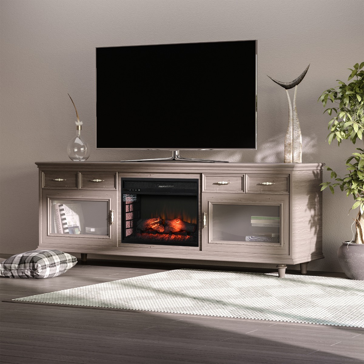Foyer électrique 27" encastré bois réaliste 1400W noir