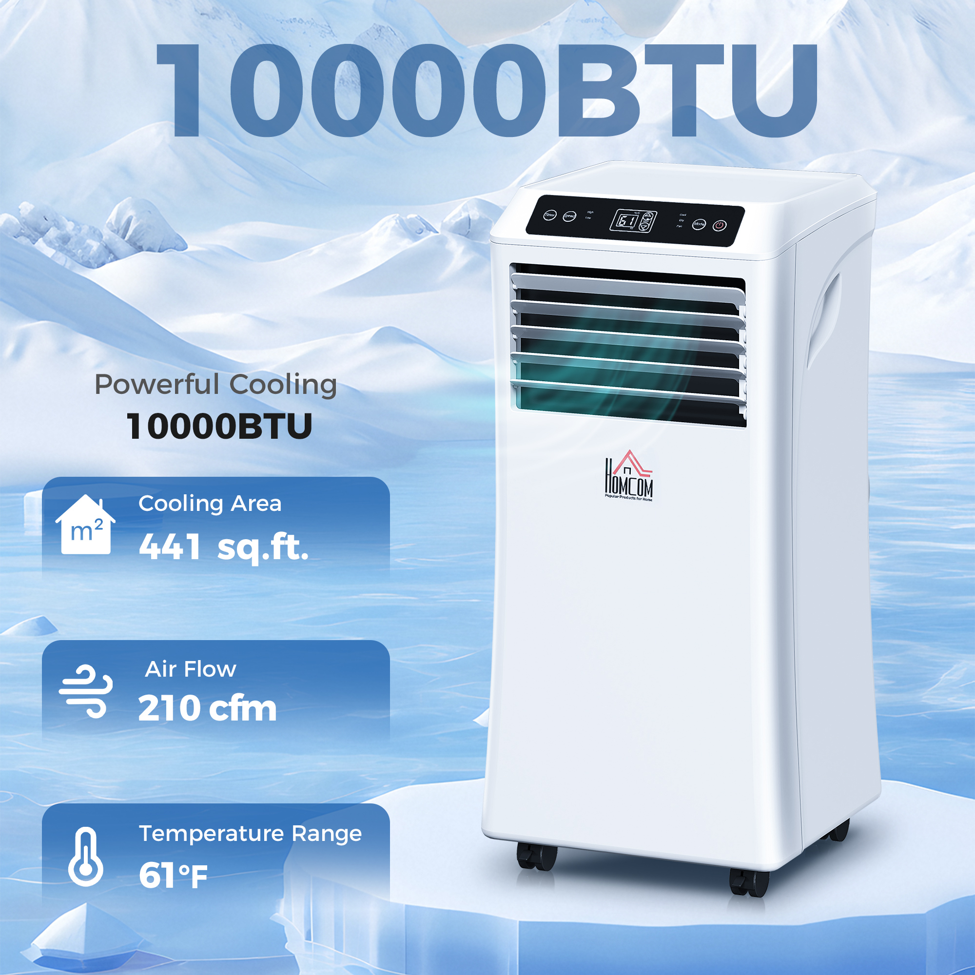 Climatiseur portatif 10000 BTU, refroidissement, déshumidification