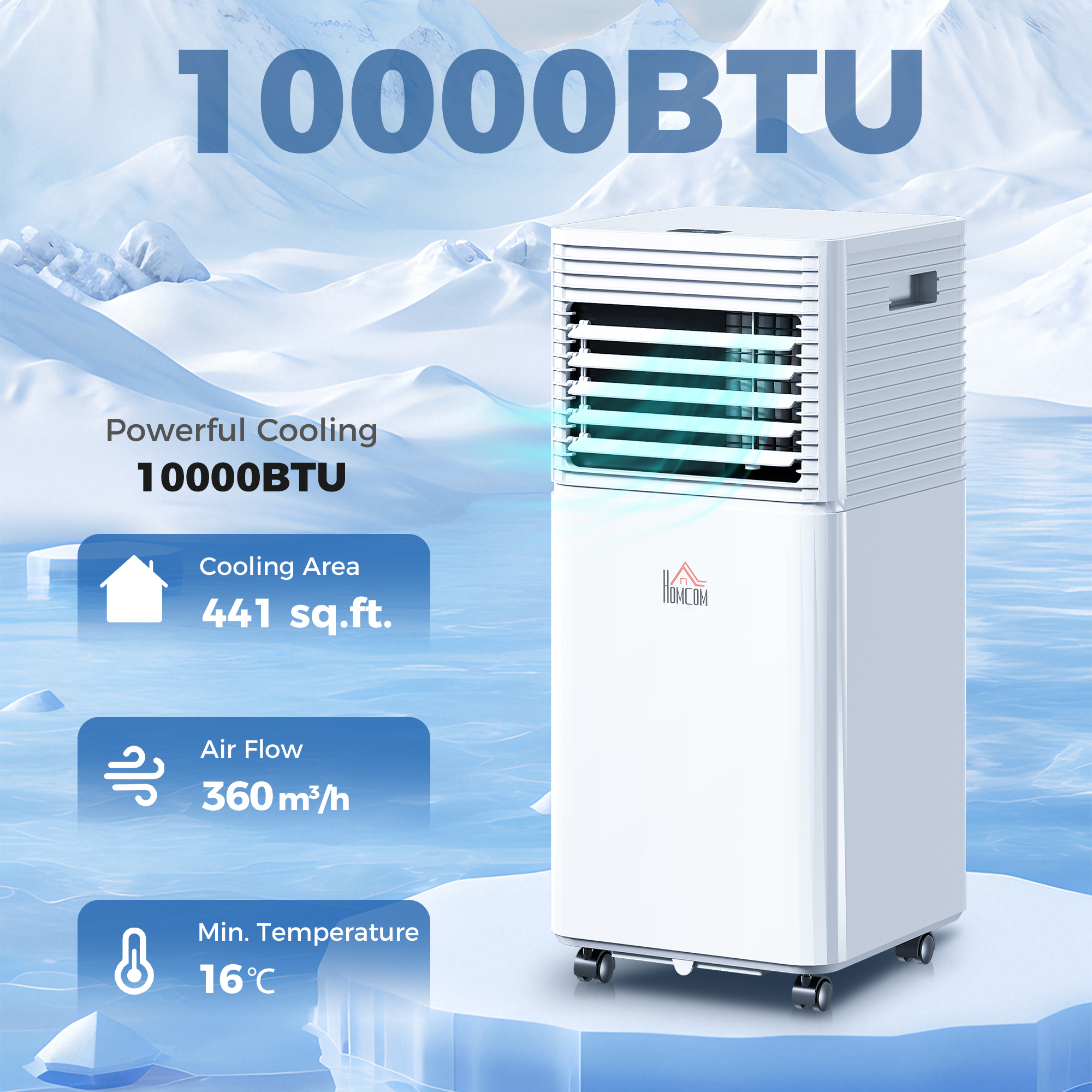 Climatiseur mobile 10000 BTU déshumidificateur télécommande blanc