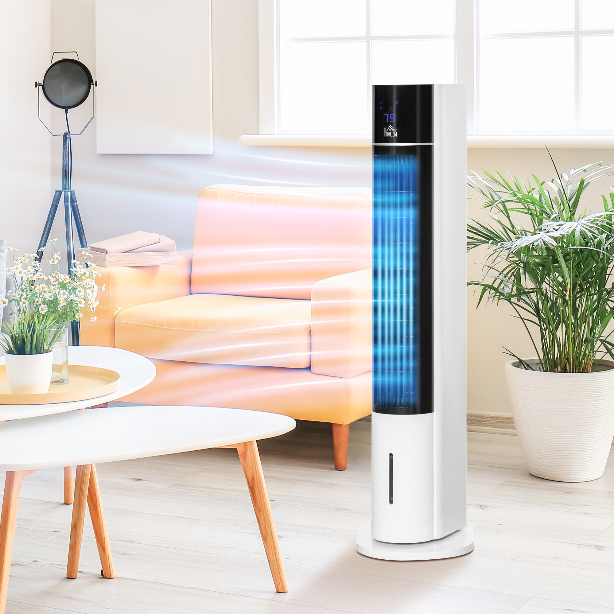 Refroidisseur 42" 3 en 1, 52° oscillant, humidificateur, blanc