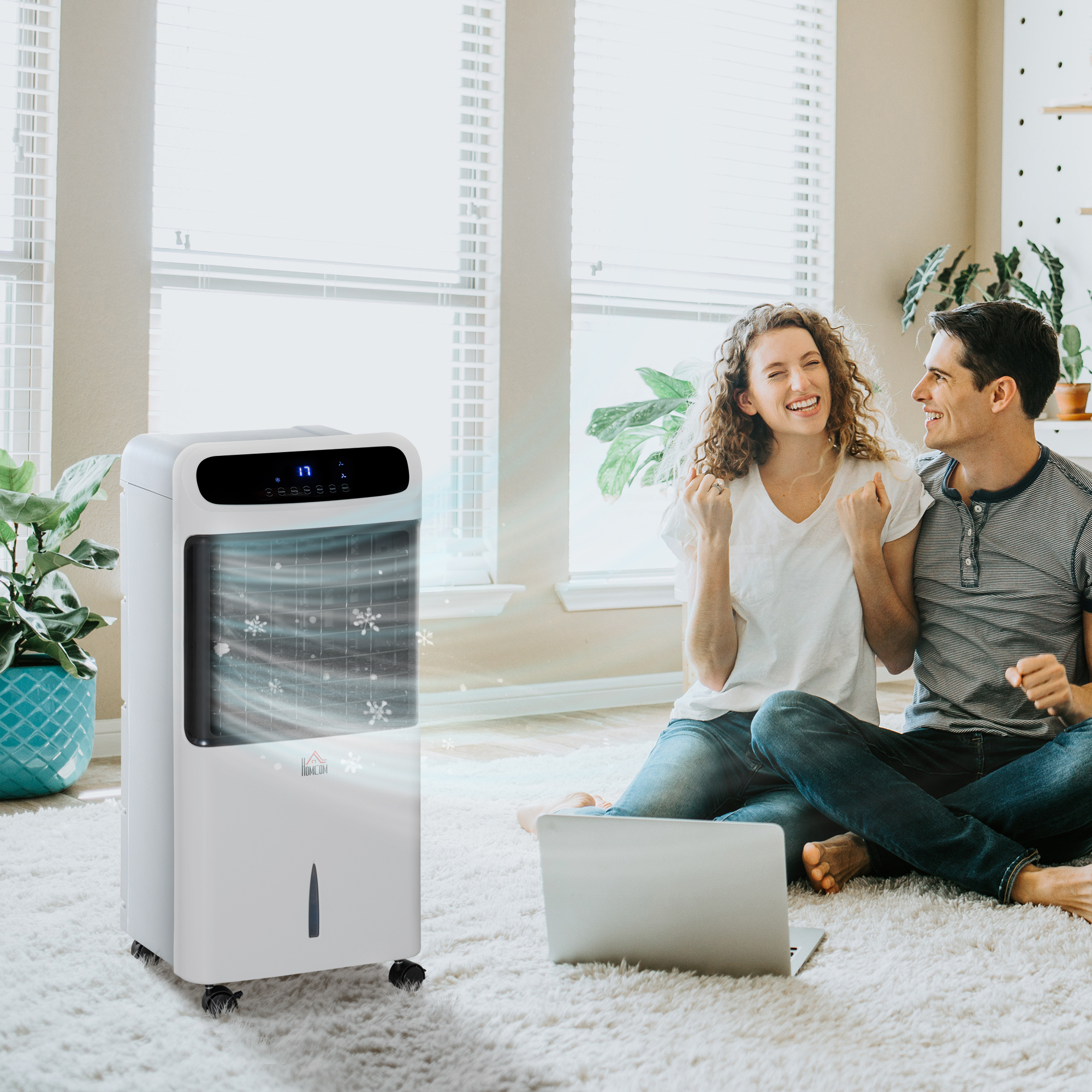 Ventilateur refroidisseur évaporatif 3-en-1, télécommande, blanc
