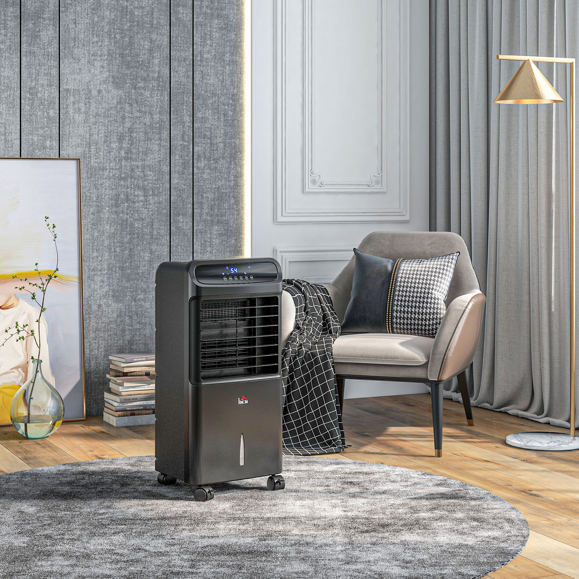 Ventilateur climatiseur évaporatif 3 en 1, noir, télécommande