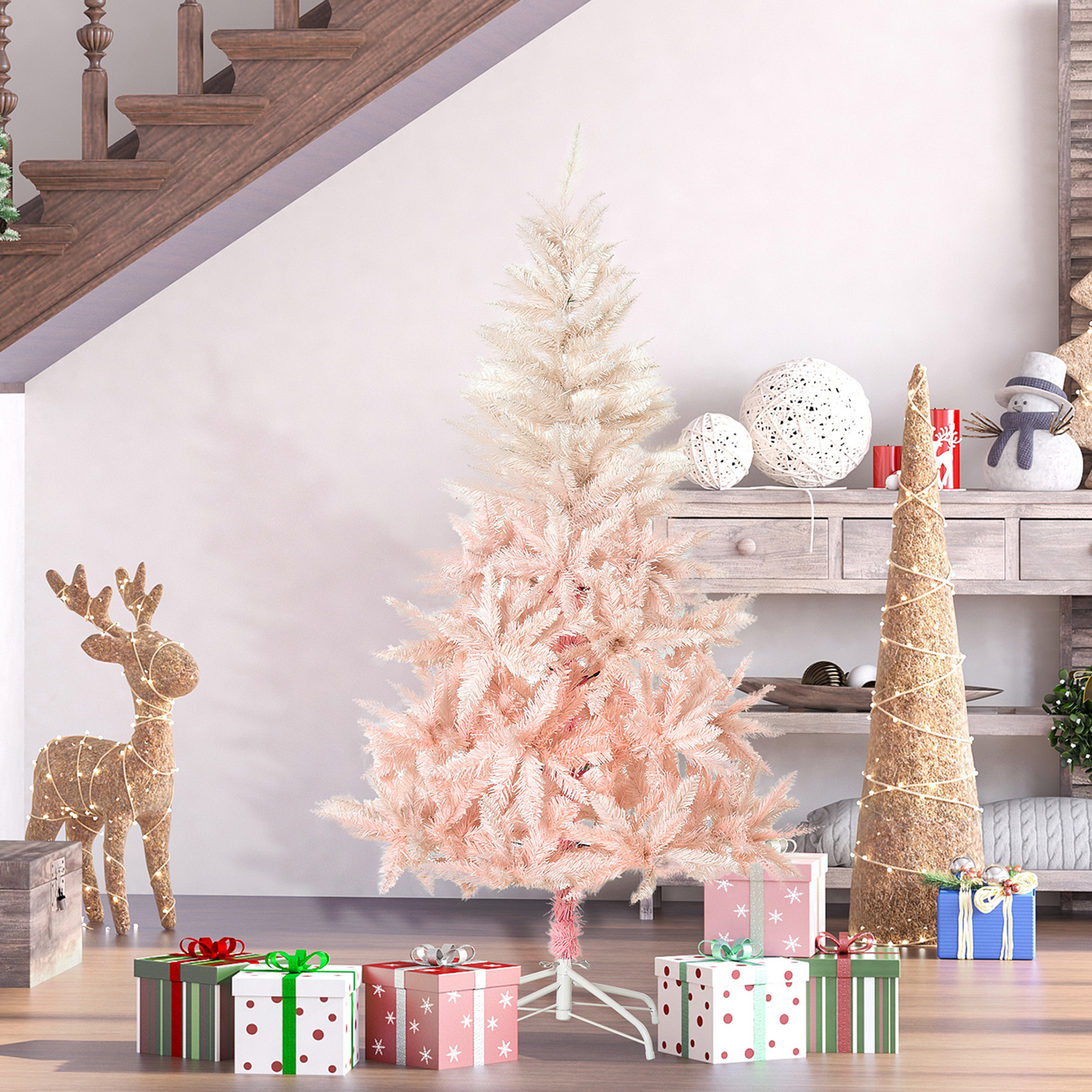 Sapin artificiel sapin 5pi rose 450 branches sans lumière
