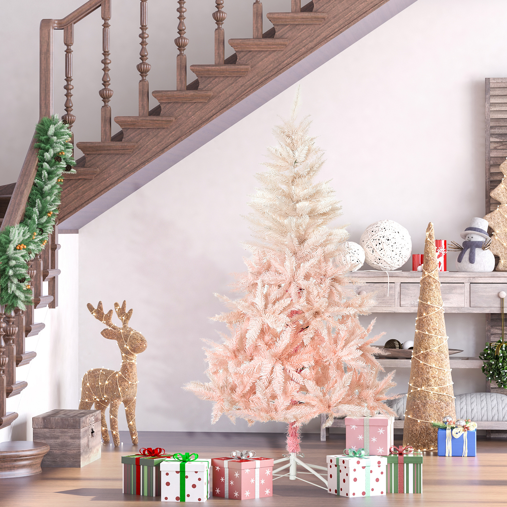 Sapin artificiel 6pi rose 800 branches sapin réaliste