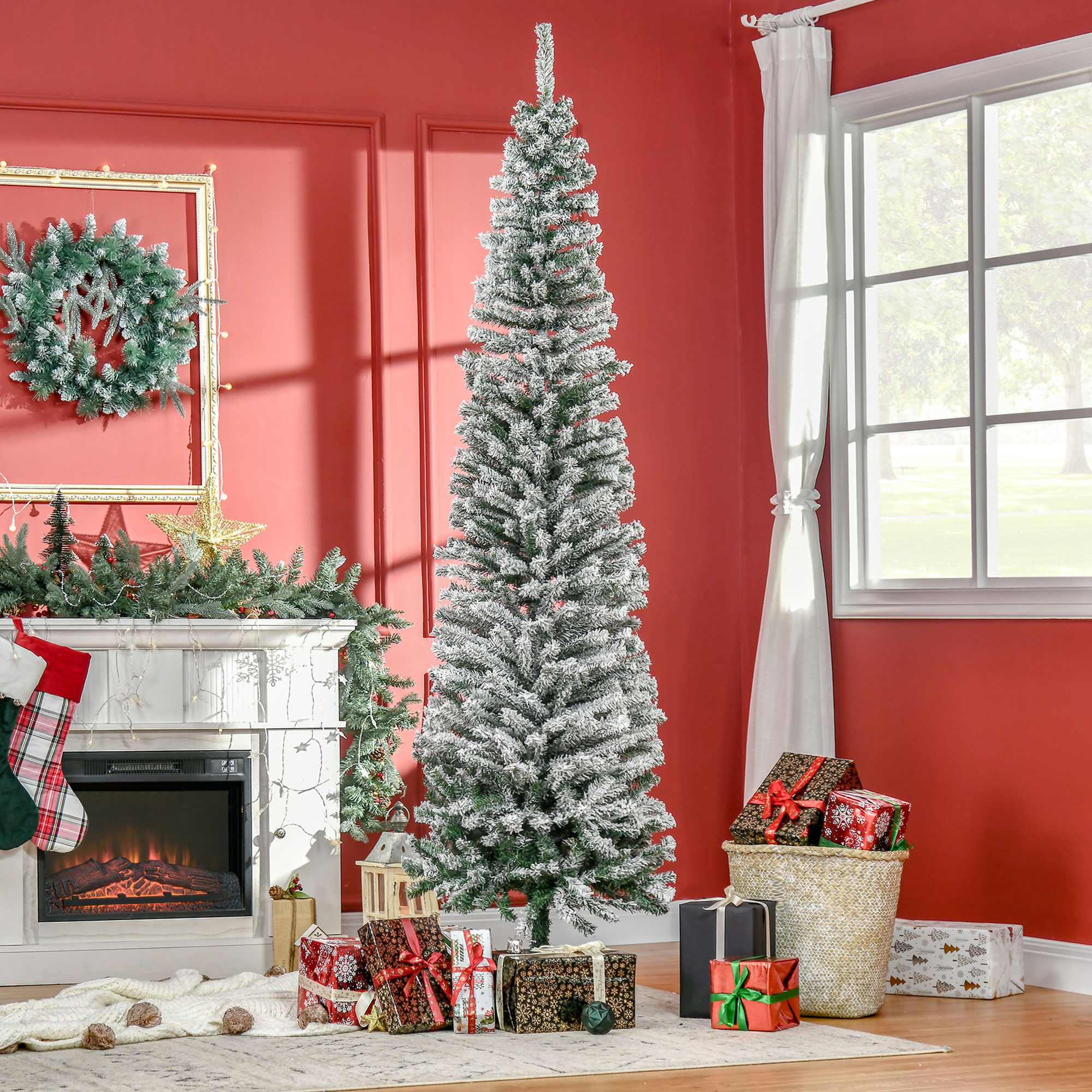 Sapin Noël 7,5 po floconné, artificiel crayon, 200 branches