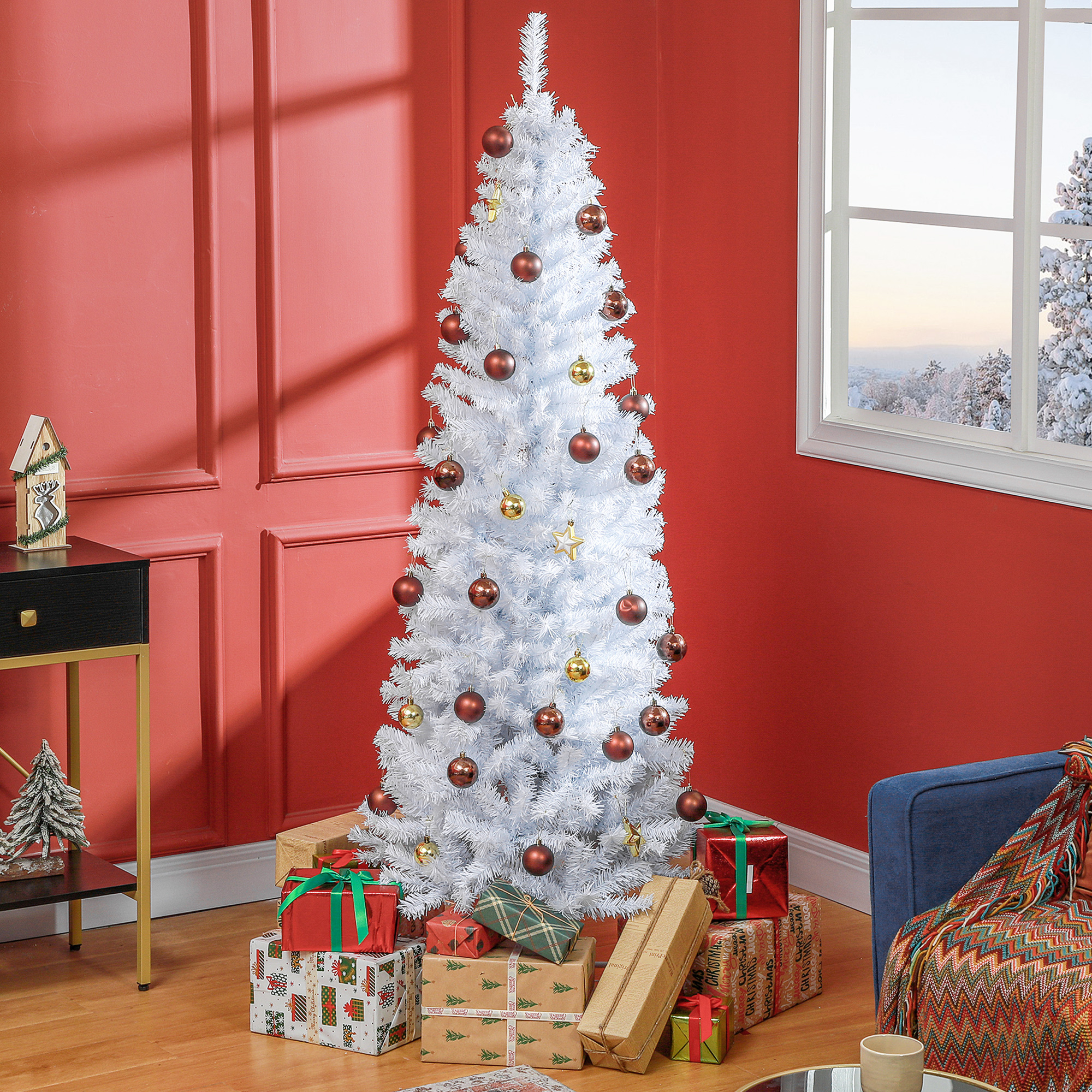 Sapin Noël artificiel 6pi 618 branches blanc avec socle