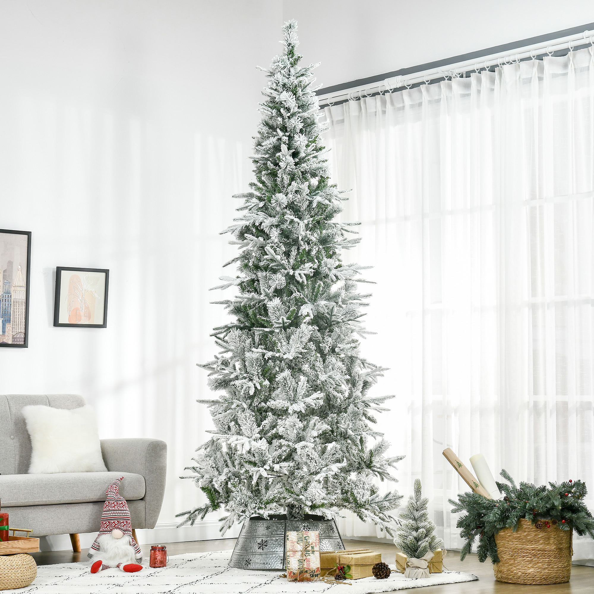 Sapin artificiel 9pi enneigé 1159 branches réaliste