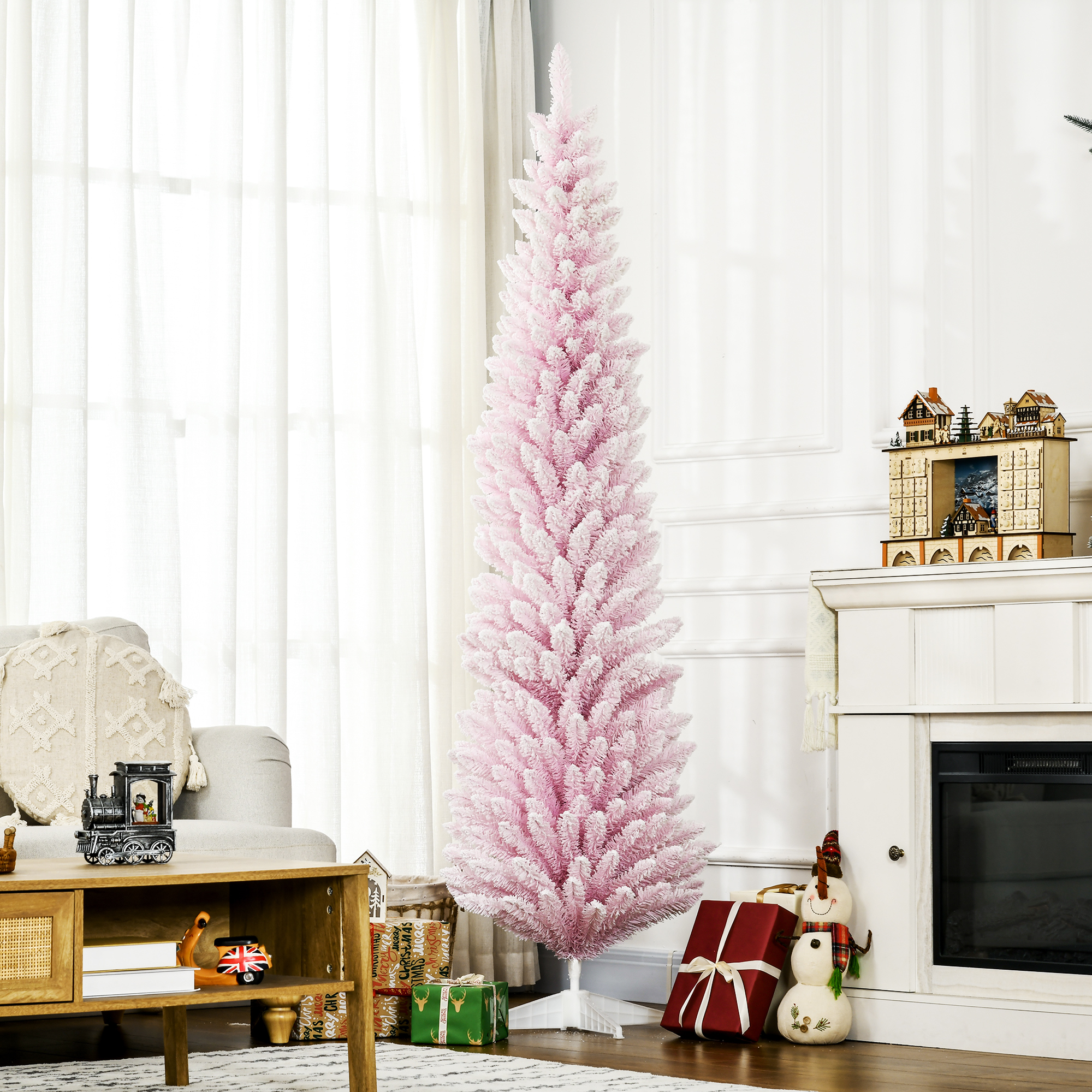 Sapin Noël artificiel 7 pi rose pencil réaliste