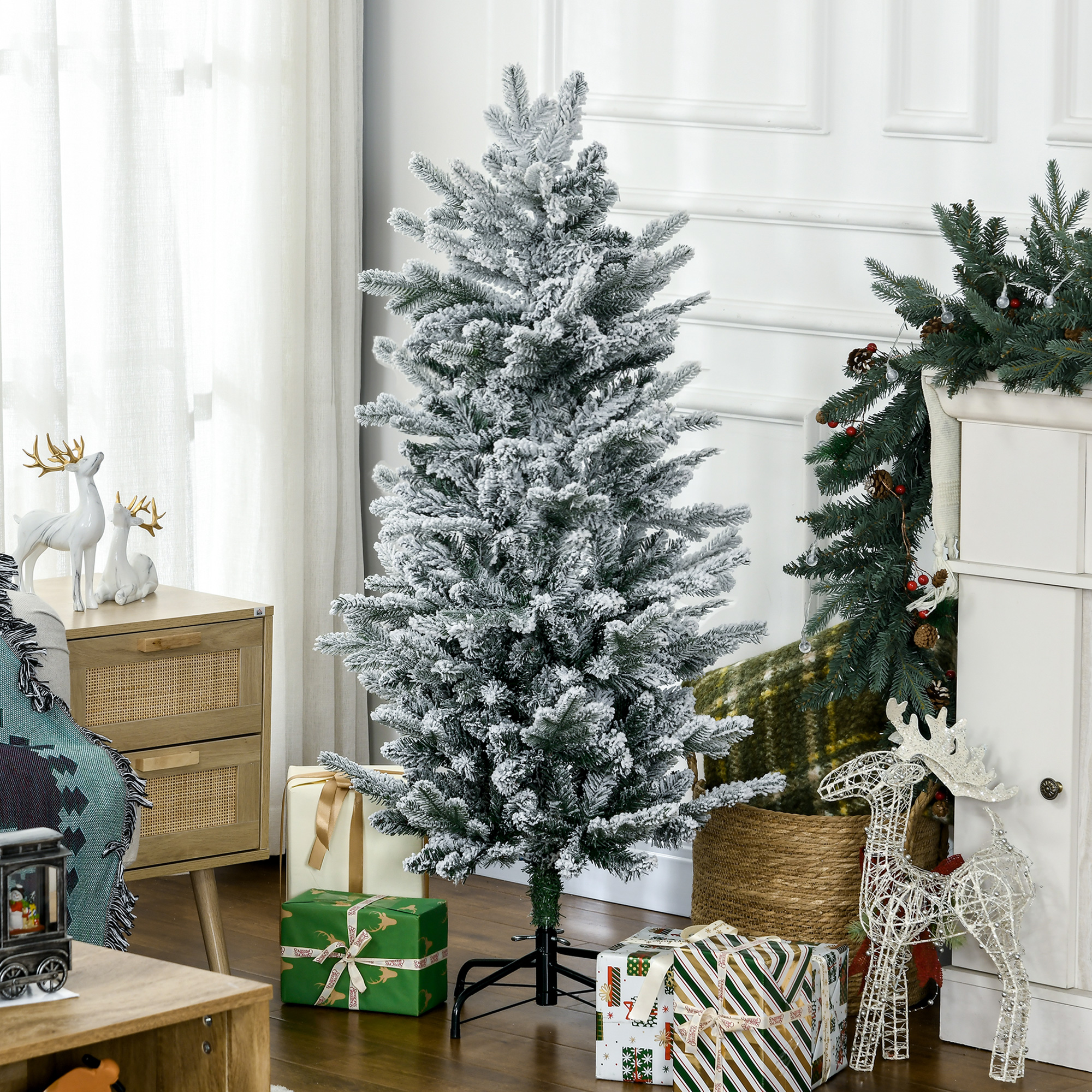 Sapin Noël artificiel 4.5' branches givrées ouverture auto
