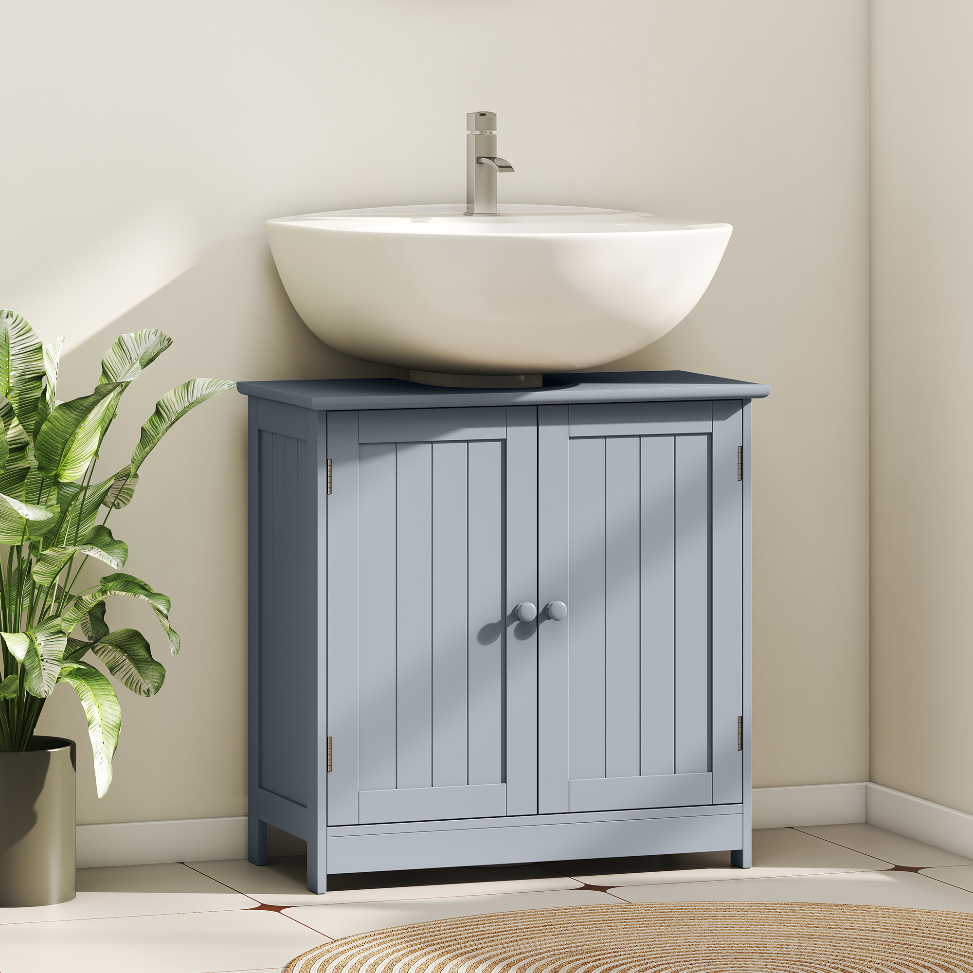 Meuble sous-lavabo 2 portes gris