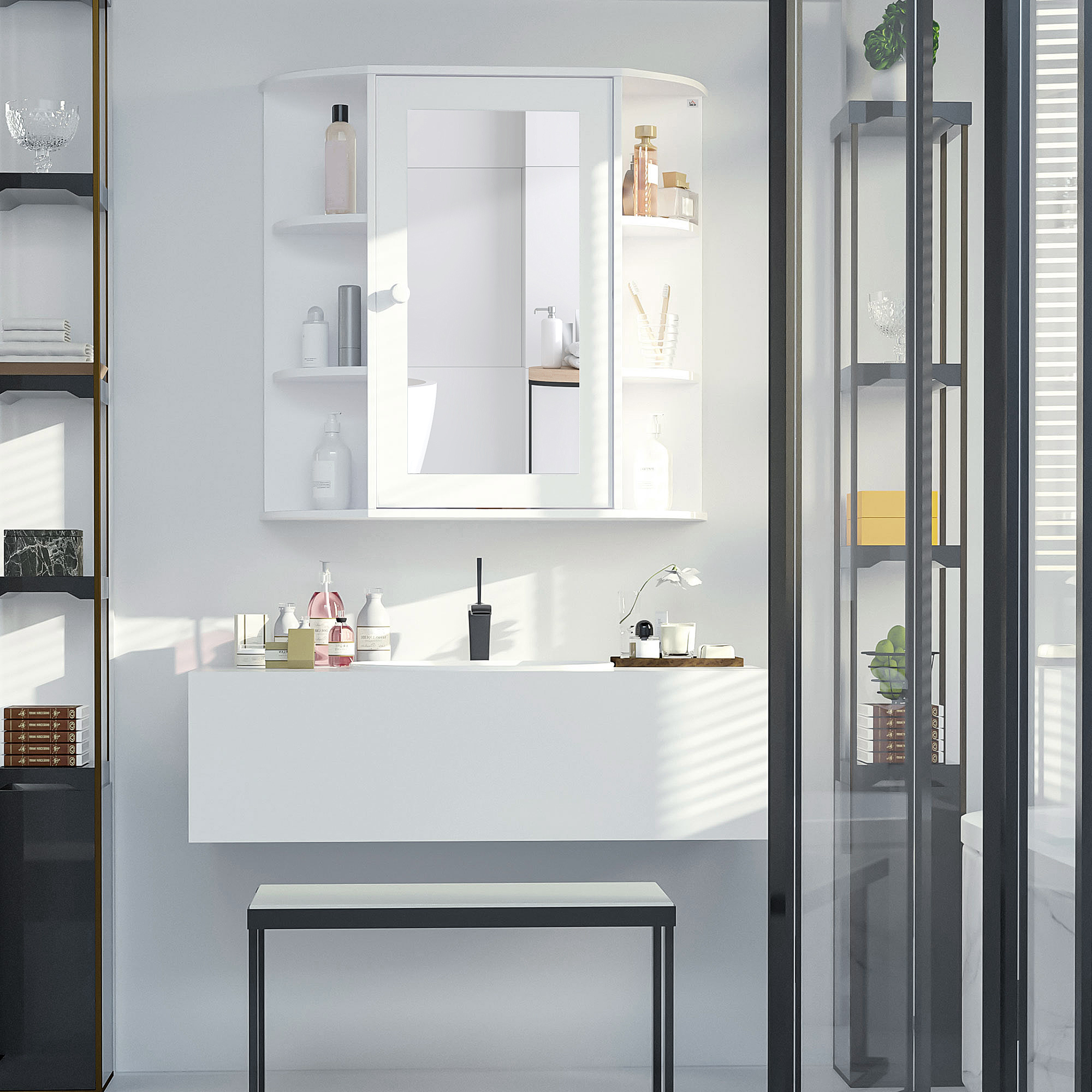 Armoire pharmacie miroir salle bain blanc