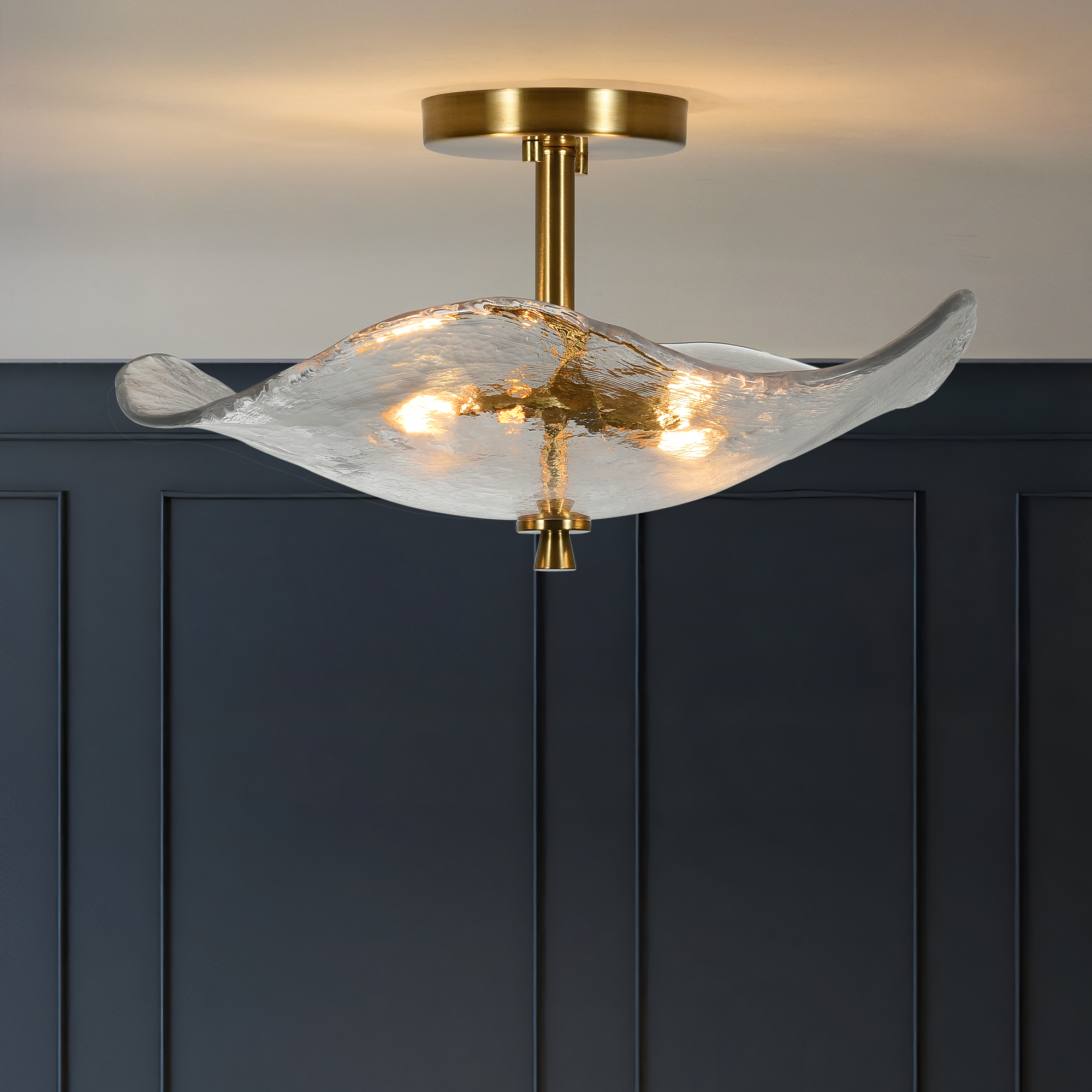 Luminaire plafond semi-encastré or 16,5po 2 lumières