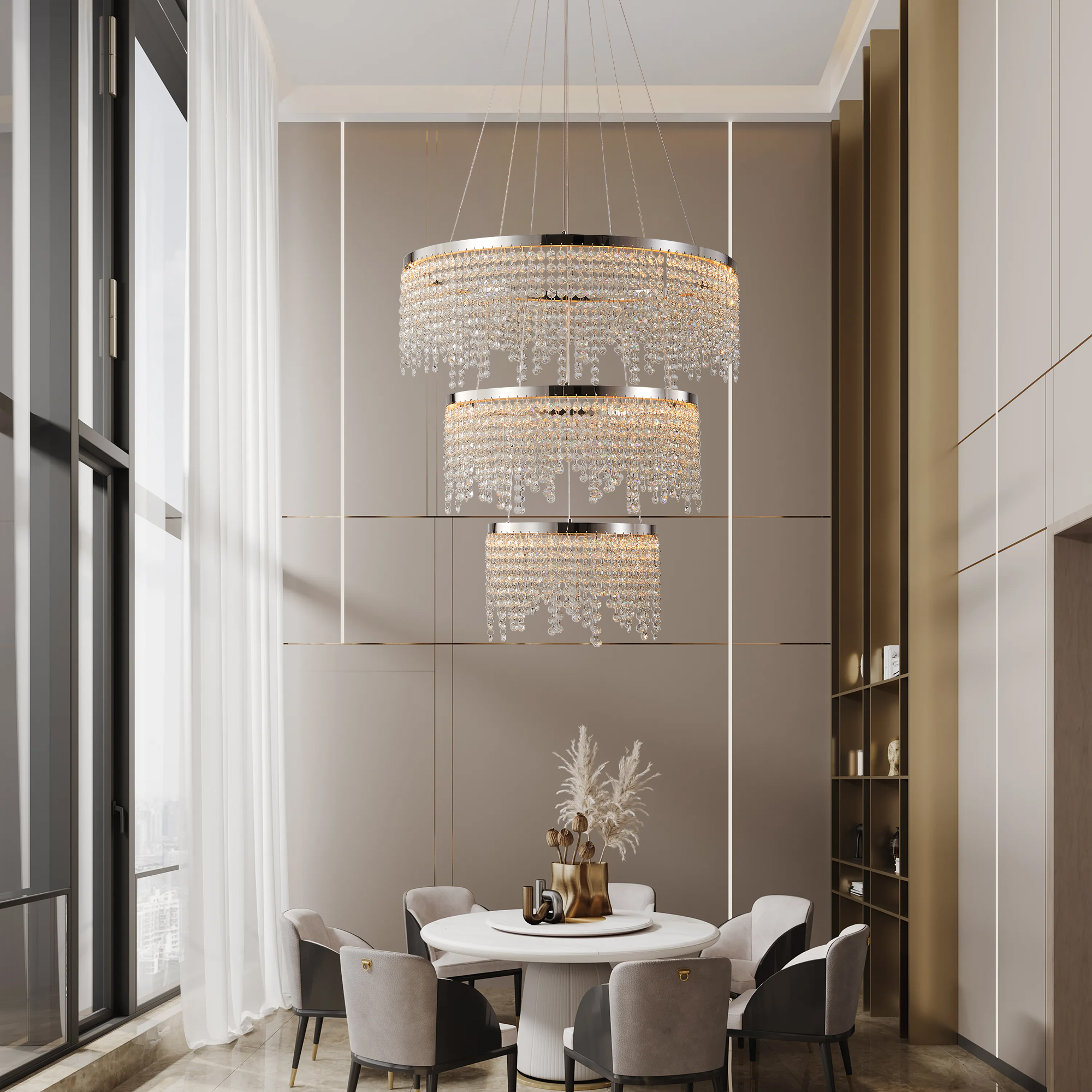 Lustre cristal LED 24 po, température couleur réglable 3000-6000K