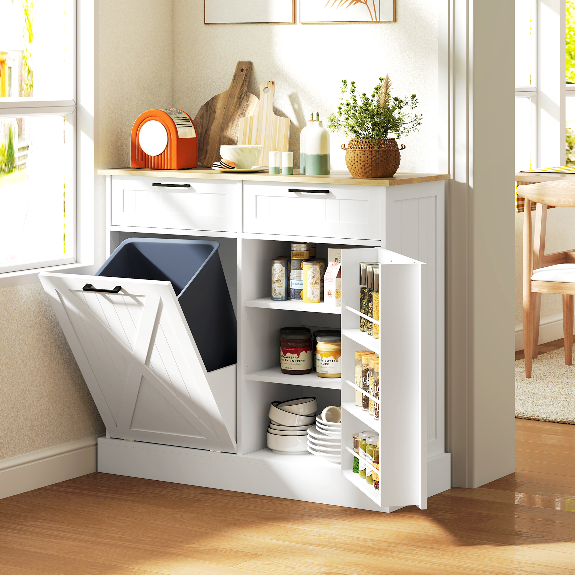 Armoire cuisine 10 gal bac caché 2 tiroirs blanc
