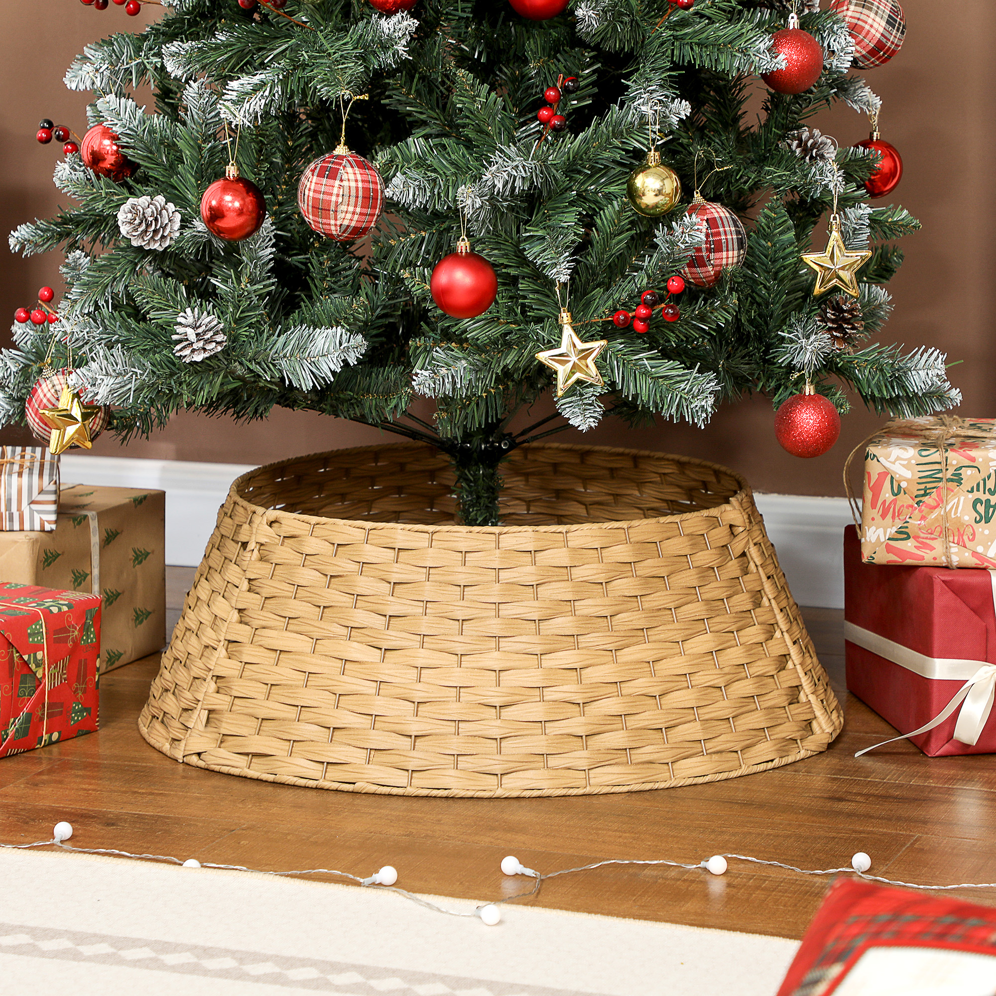 Jupe de sapin 27 po, collier de sapin tressé plastique