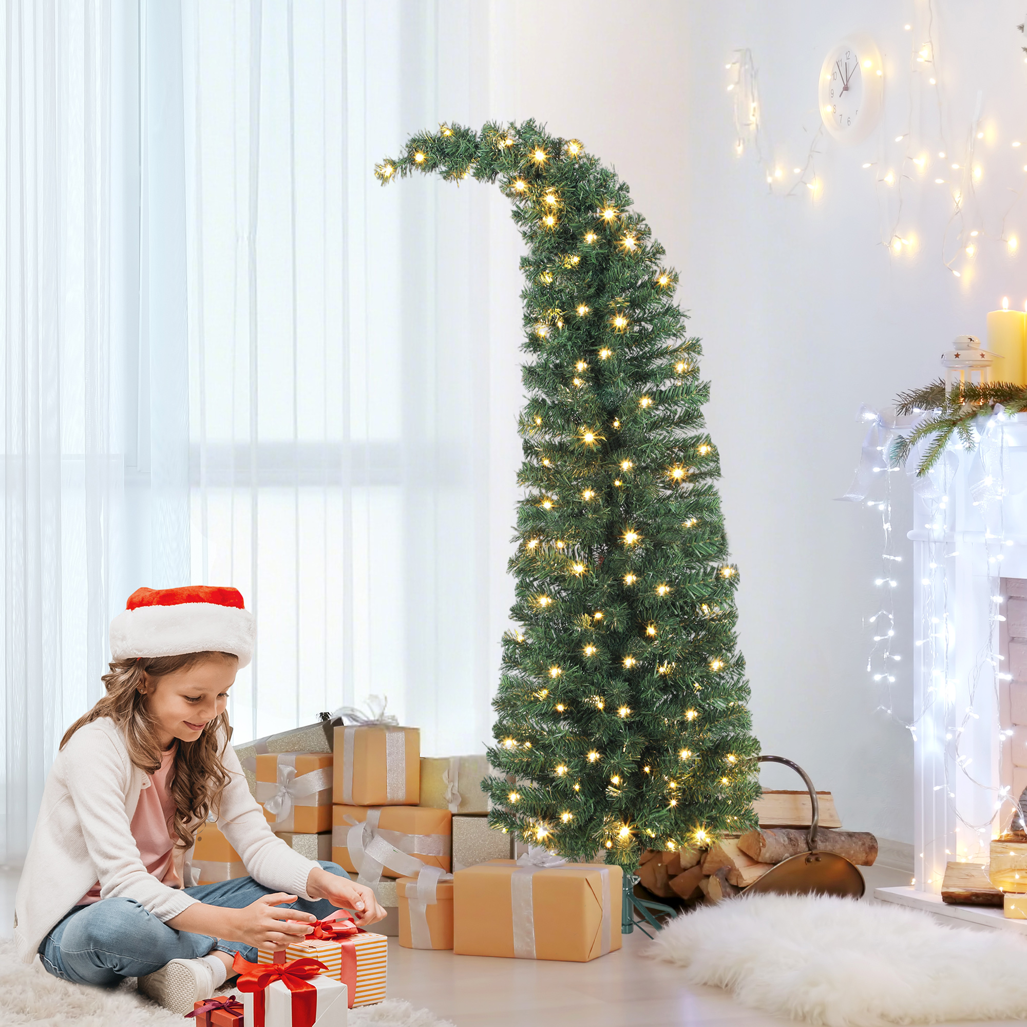 Sapin Noël préclairé 5 pi, 100 DEL, design montagne mince
