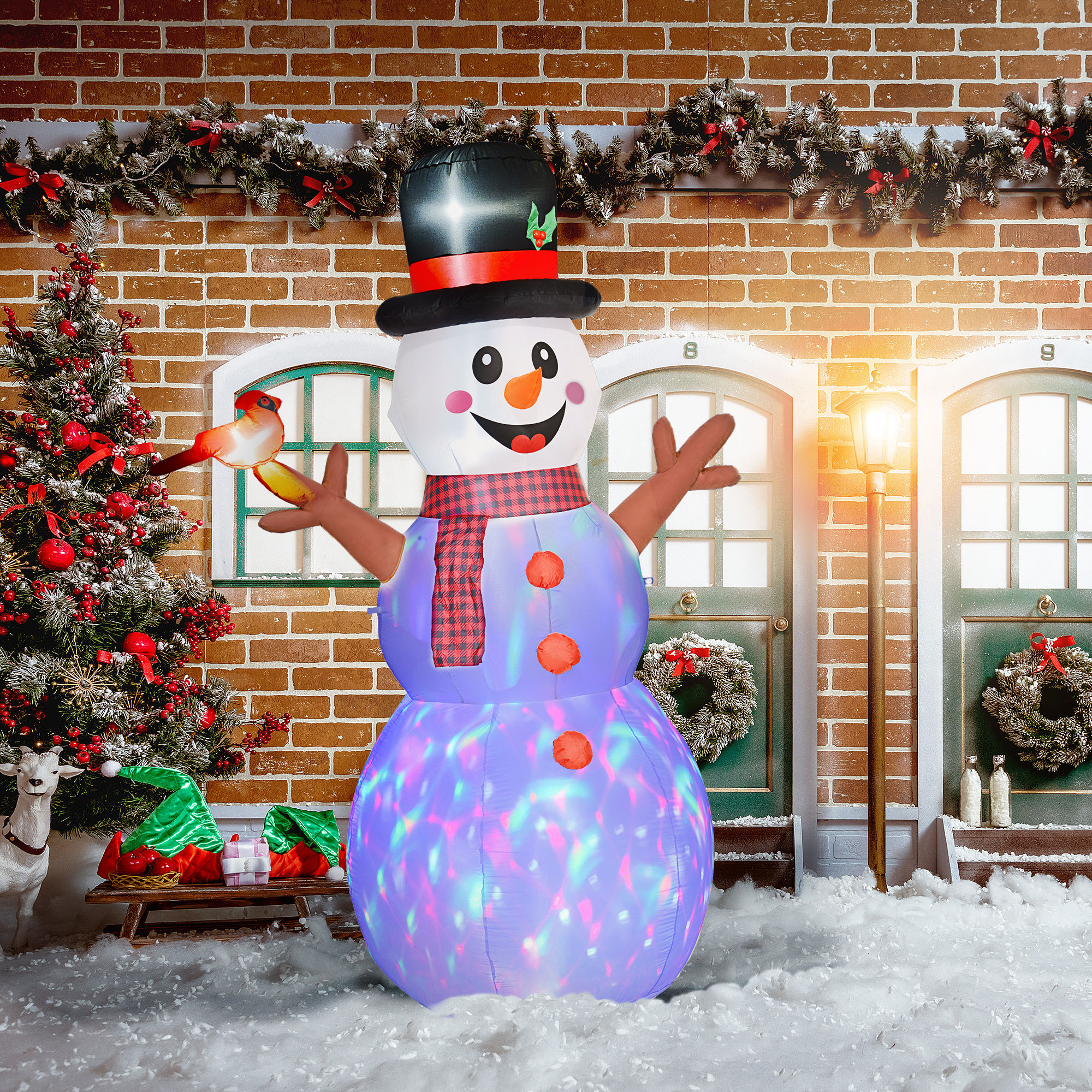 Bonhomme neige gonflable 7.9 po LED rotatif, affichage extérieur