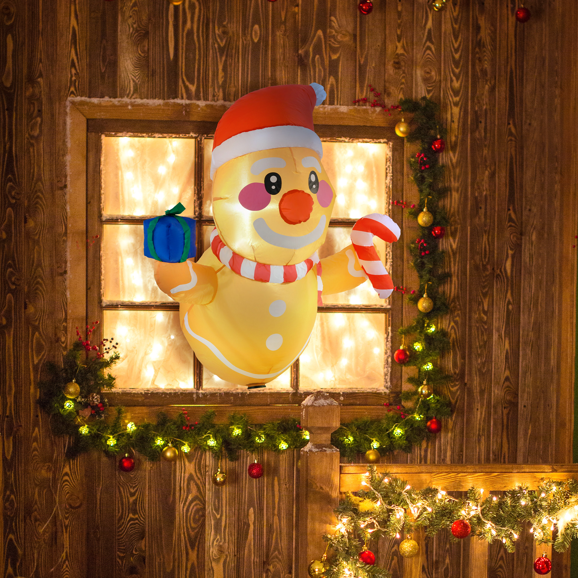 Père Noël gonflable 3,4 pi boîte cadeau LED décoration extérieure