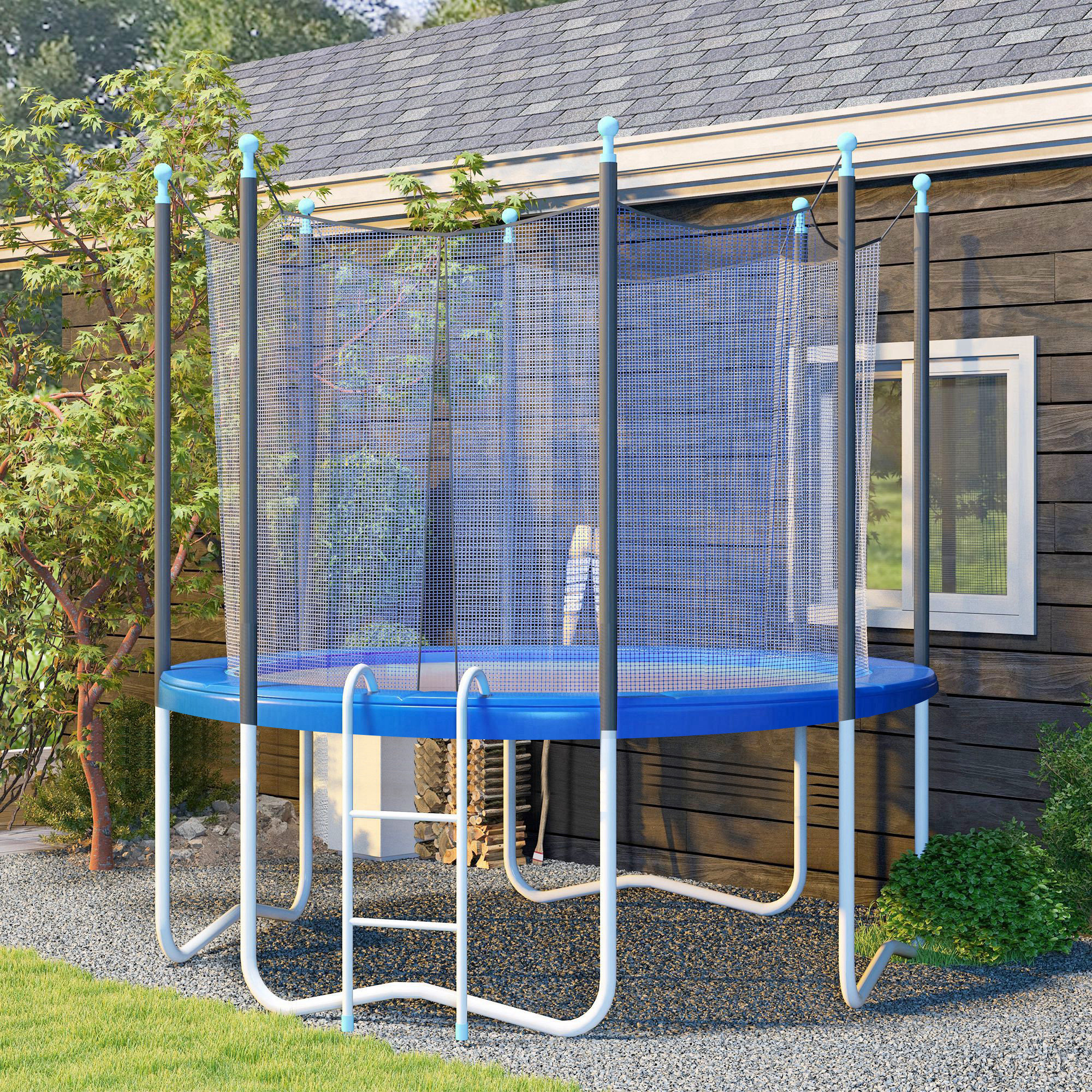 Coussin trampoline 12pi imperméable déchirure résistant bleu