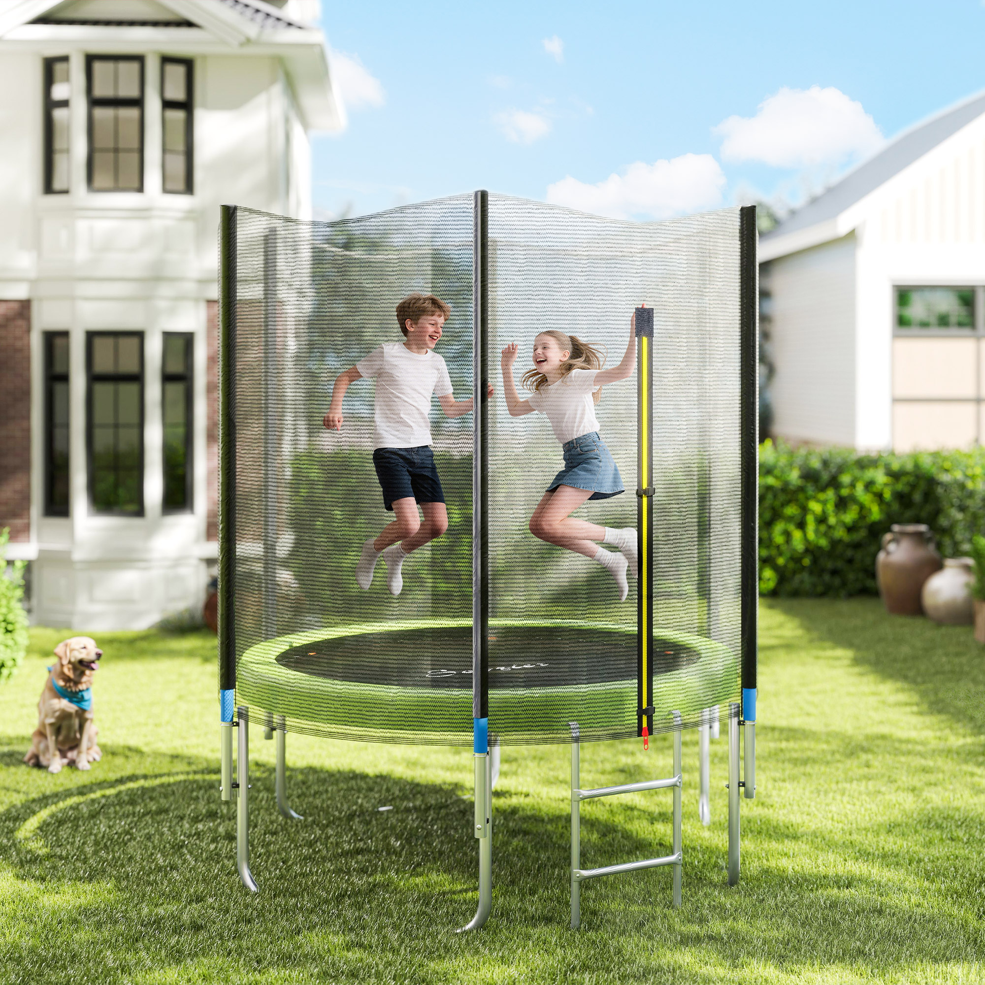 Coussin trampoline 14pi imperméable déchirure résistant vert