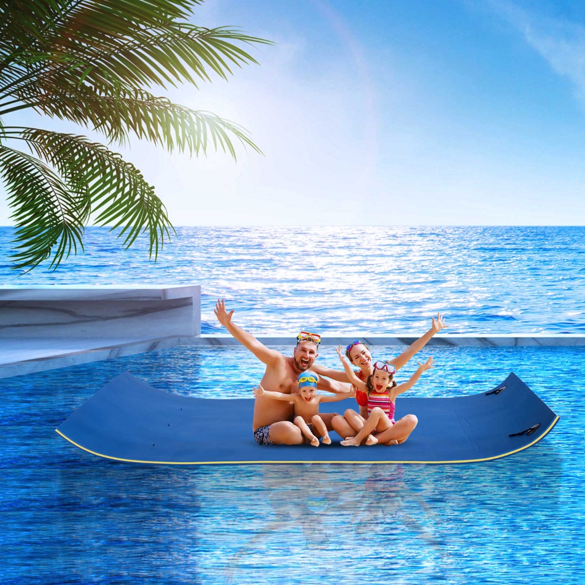 Matelas flottant piscine bleu, lacs, océans et piscines