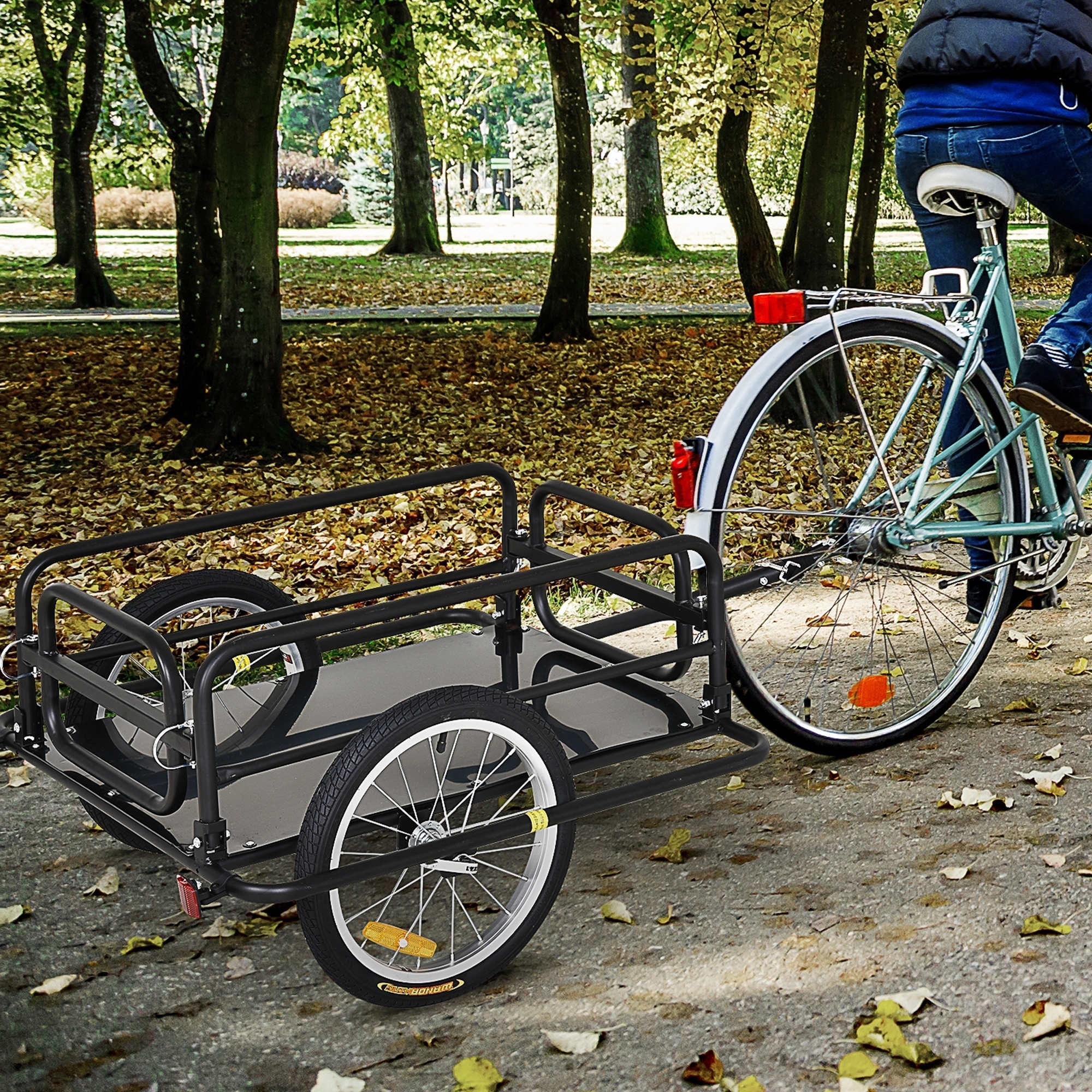 Remorque vélo pliable 16 po pneumatique, coupleur universel, noir