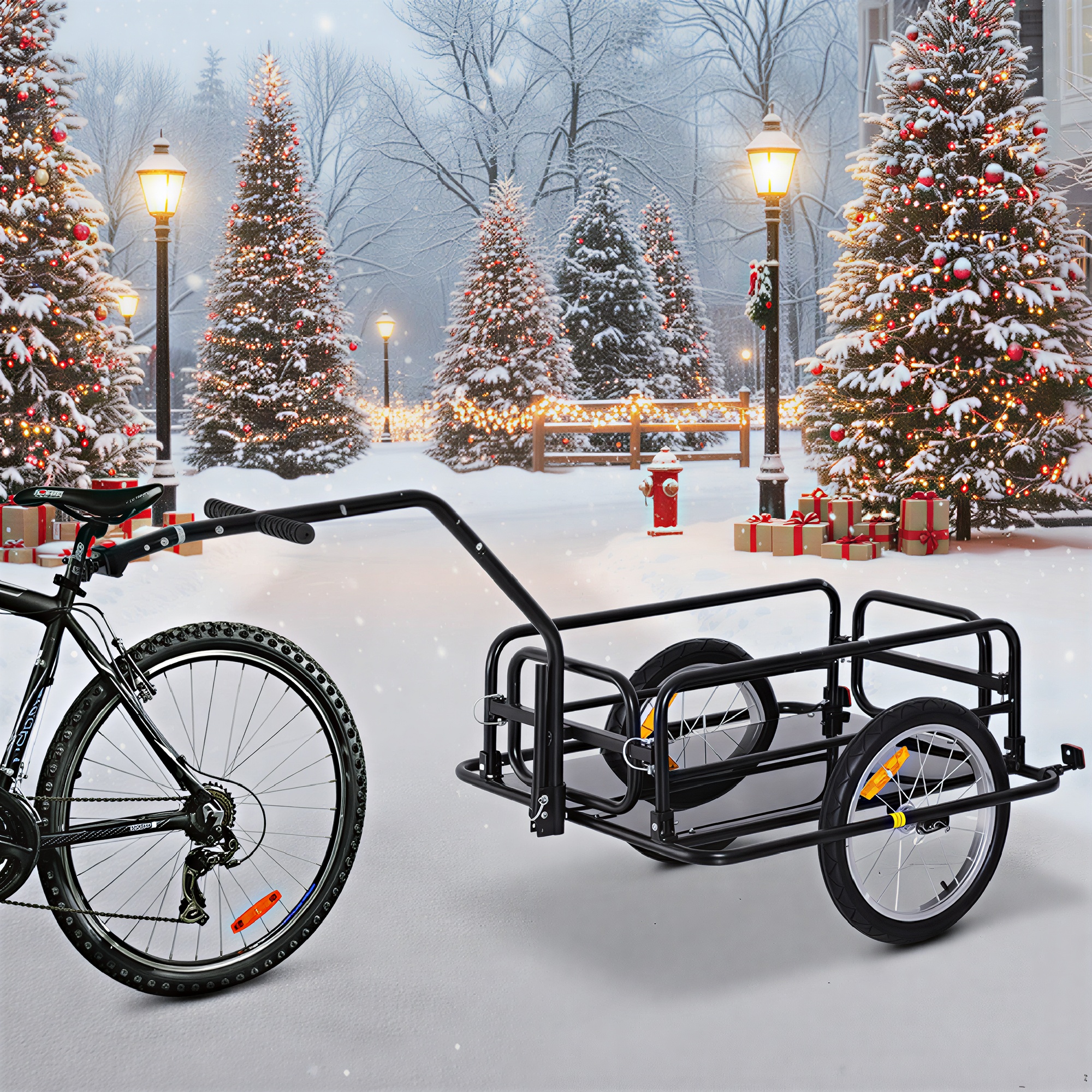 Remorque cargo vélo pliable, capacité 88 lb, noir