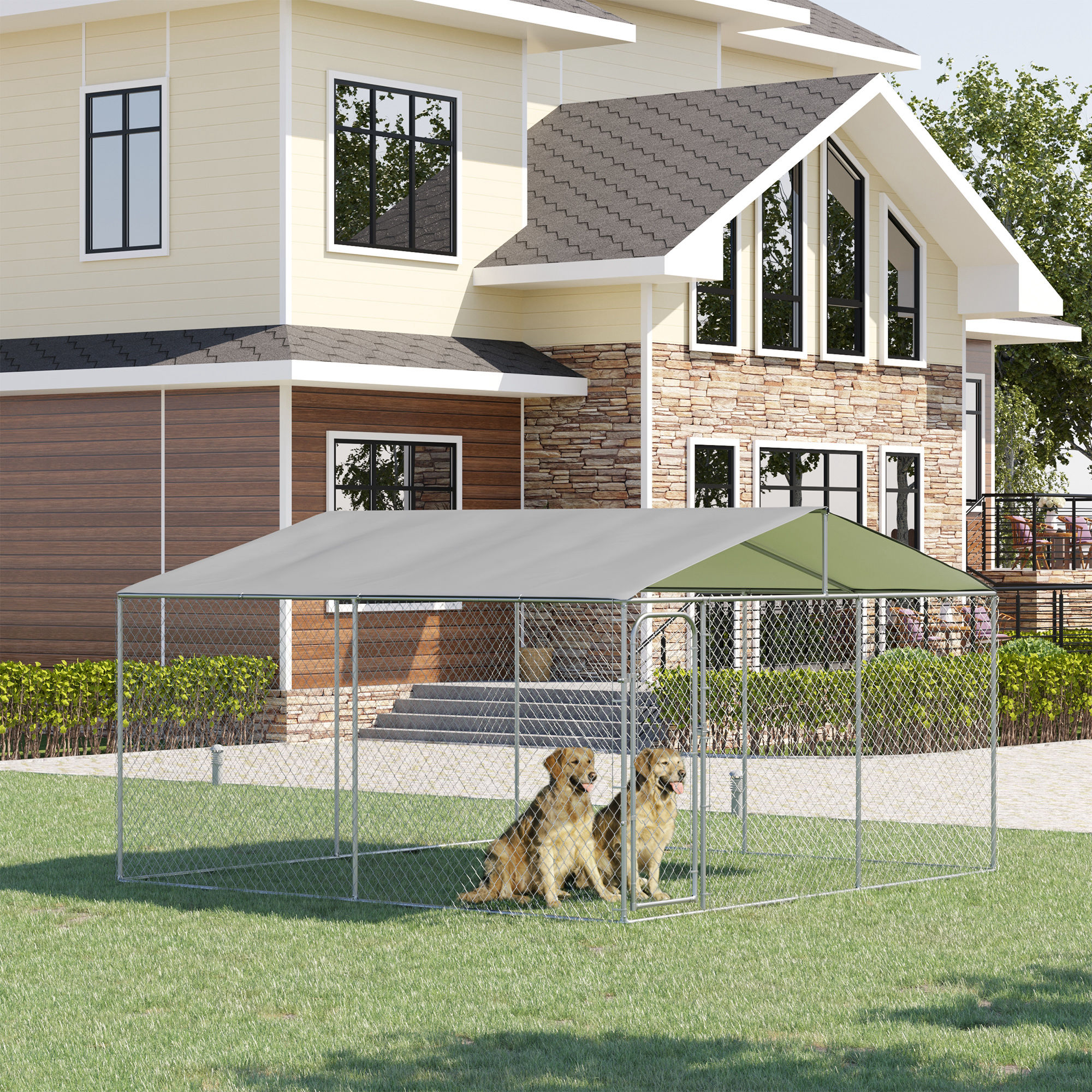 Chenil chien extérieur auvent 13x13x7,5 pied
