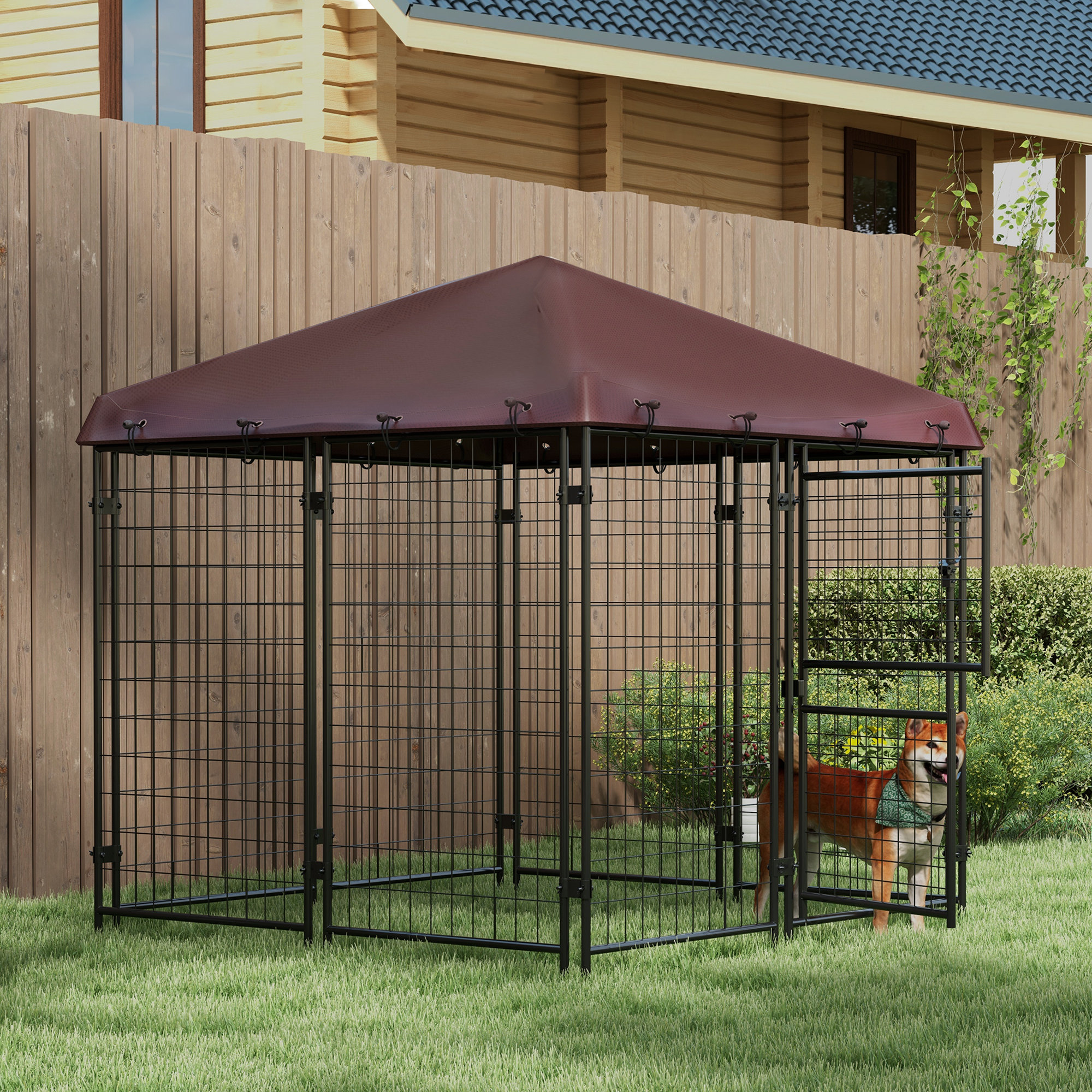 Niche chien 4.6x4.6x5 extérieur, auvent imperméable