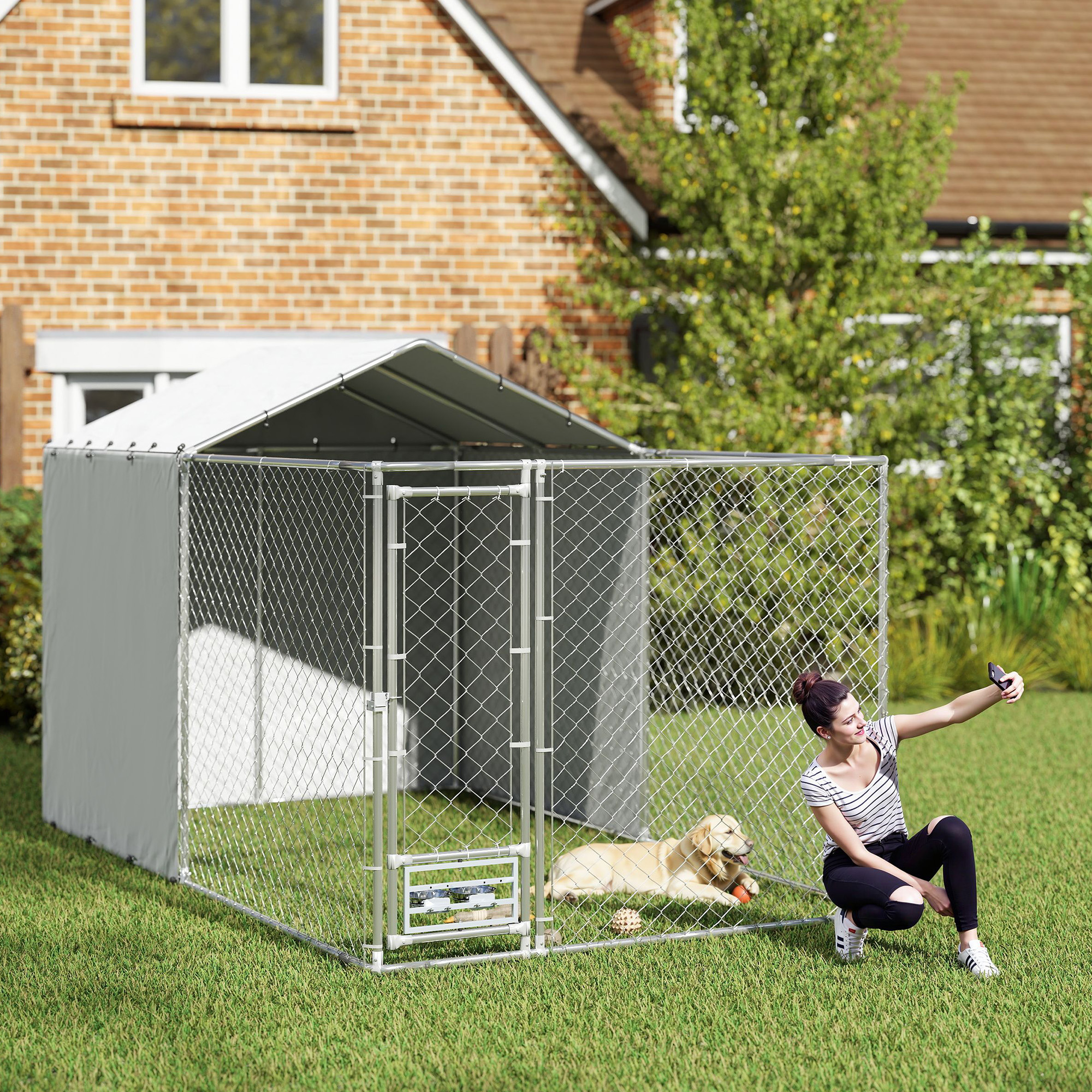 Chenil chien métal galvanisé extérieur 13,1x7,5x7,5, couverture