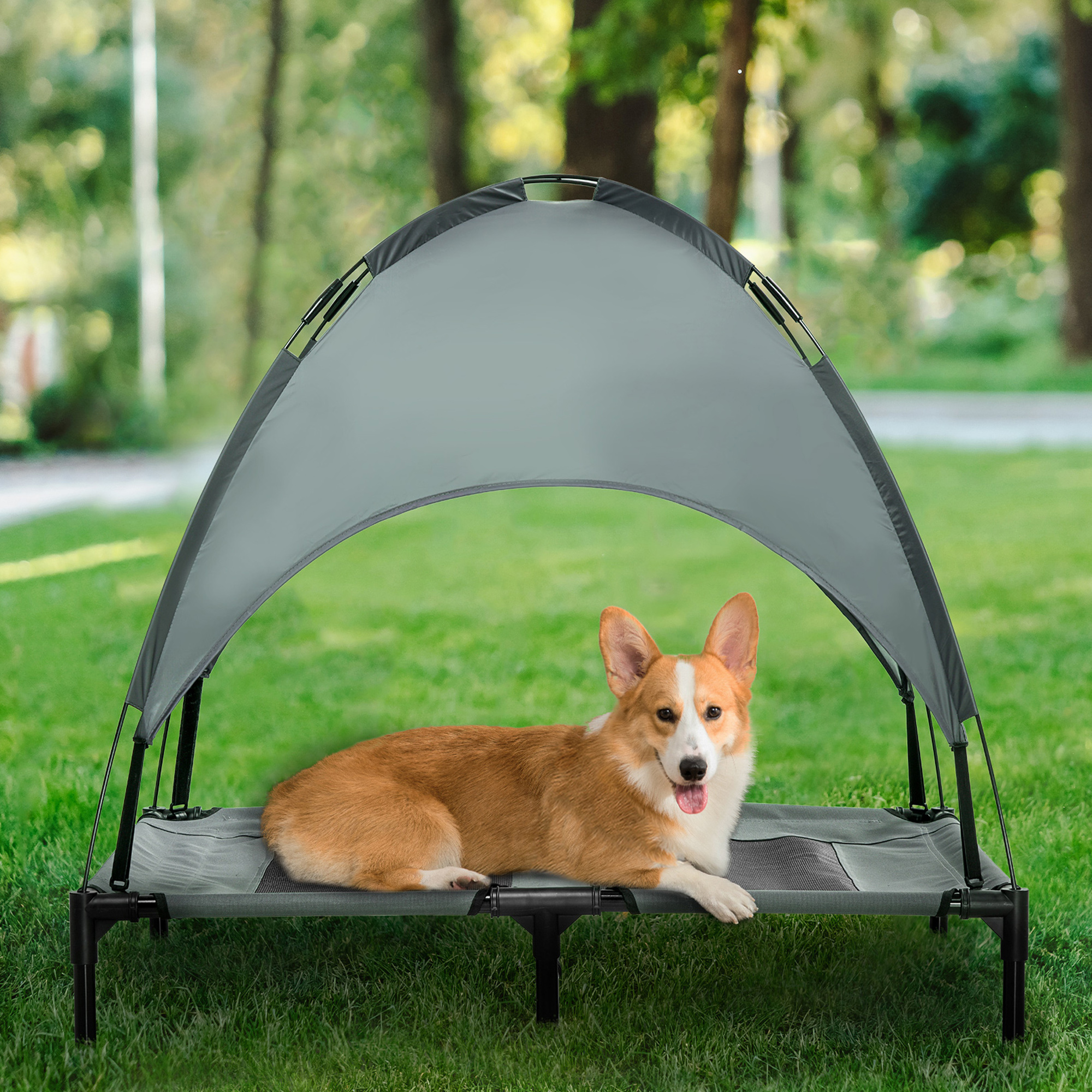 Lit chien 36" auvent amovible UV gris camping